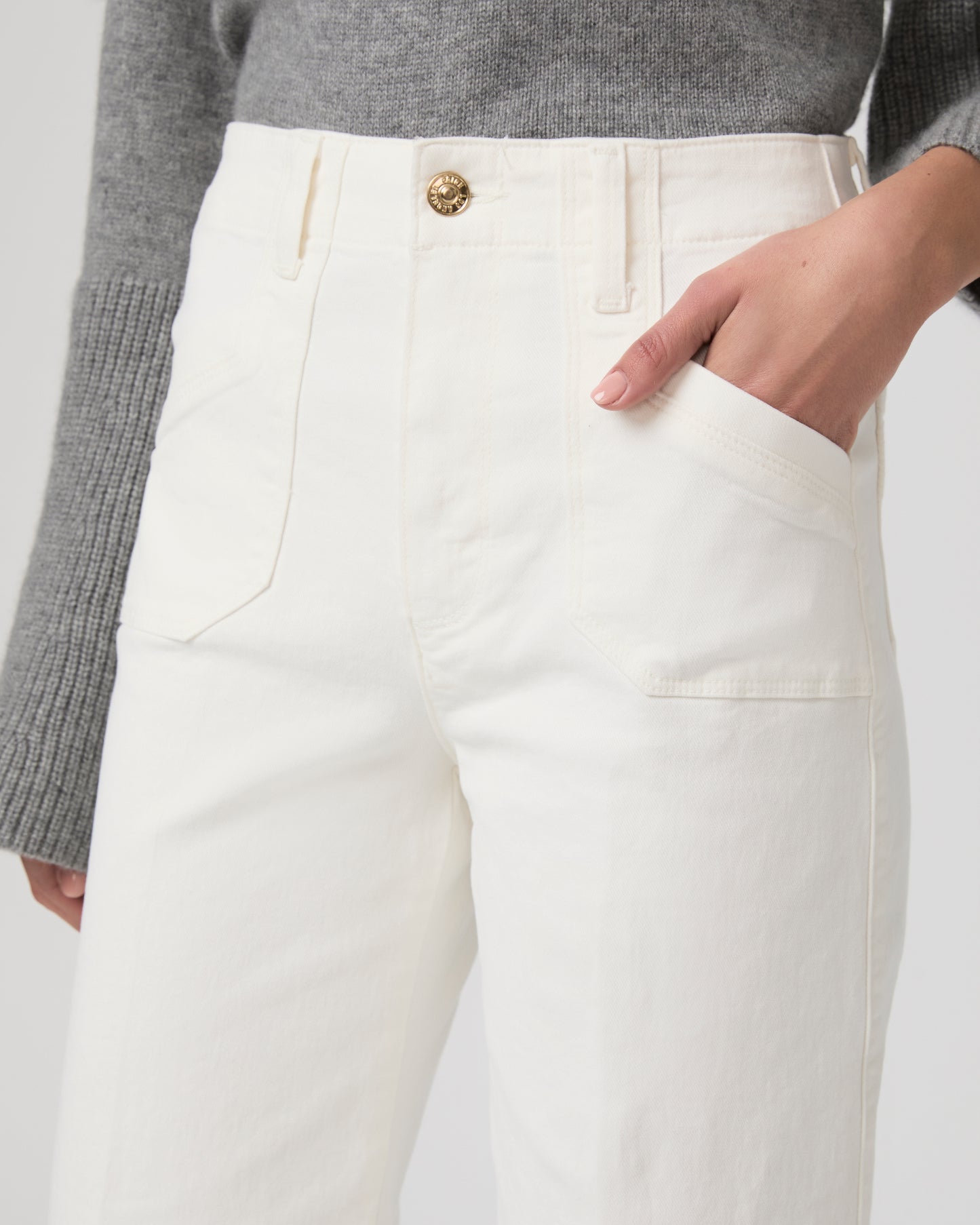 Anessa 31 Inch Wide Leg Jean - Tonal Ecru 23