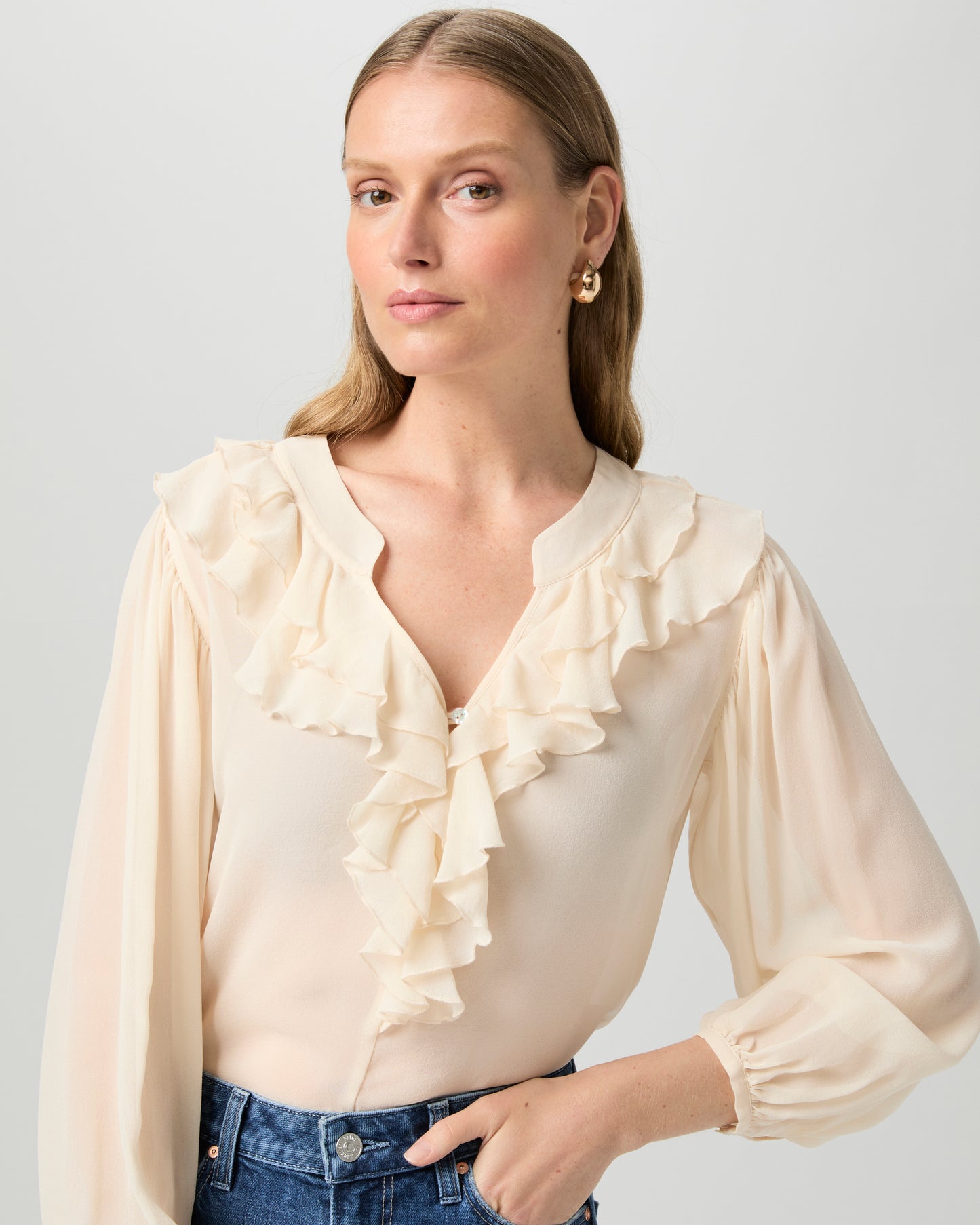 Gemelli Blouse - Oyster White Silk XXS