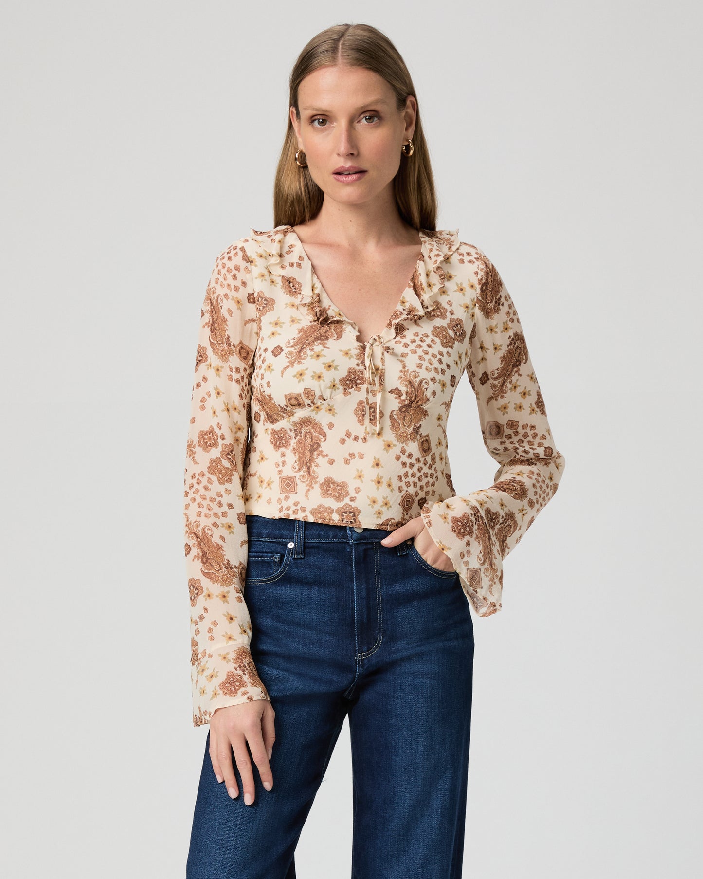 Delamar Blouse - Ecru Multi Silk XXS