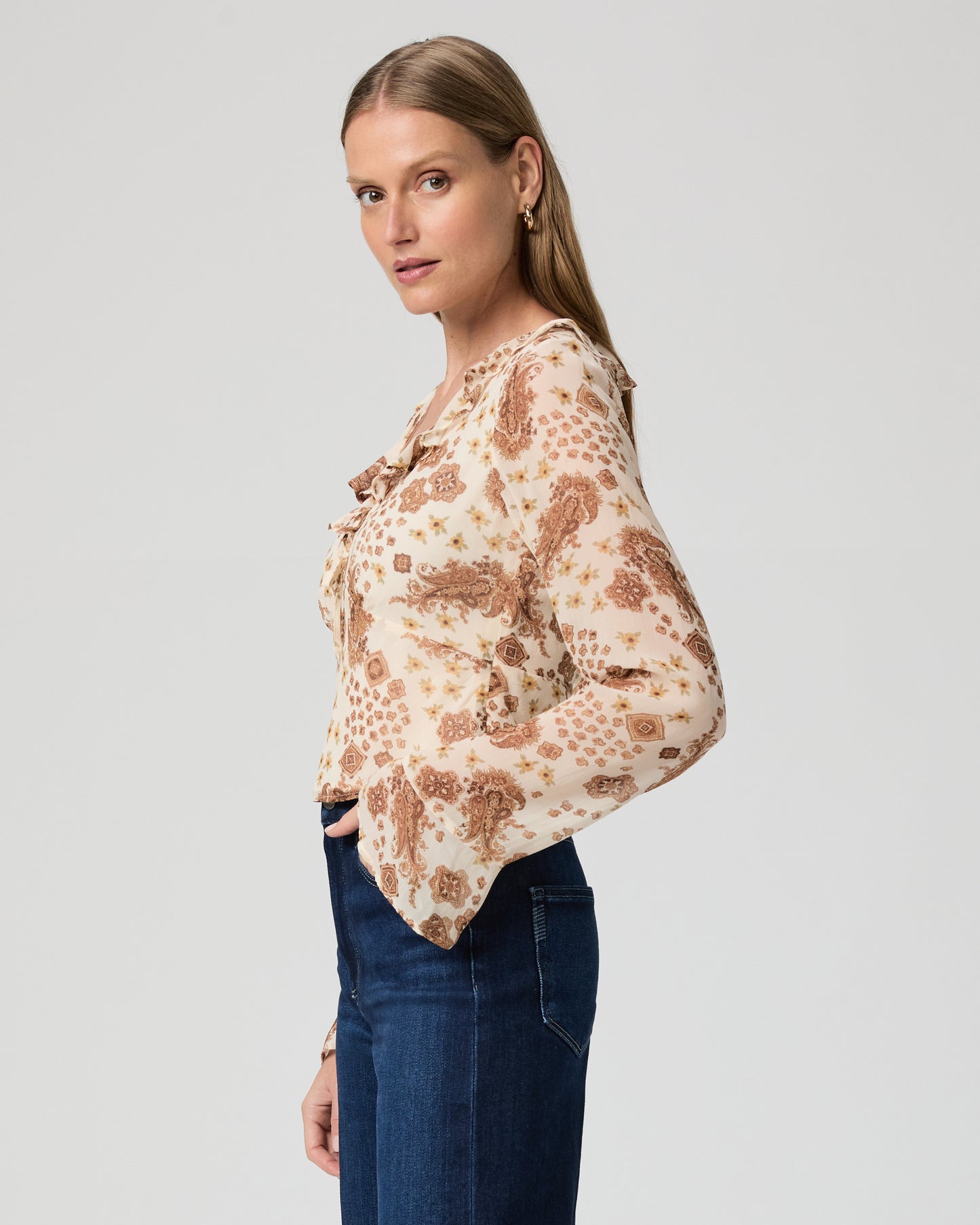 Delamar Blouse - Ecru Multi Silk XXS