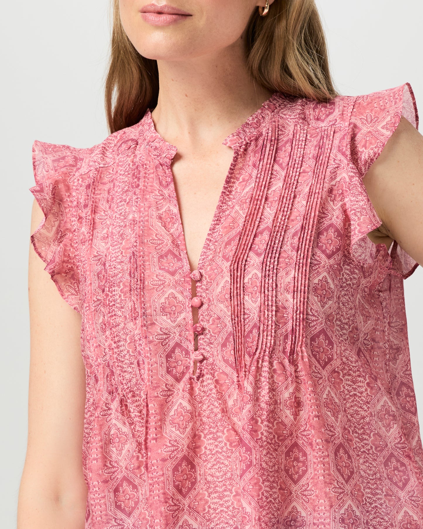 Idris Top - Dark Pink Multi XXS