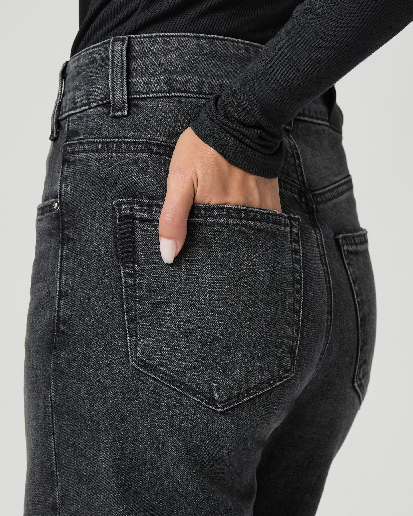 Sasha Petite 30 Inch Wide Leg Jean - Viper Black Distressed 23