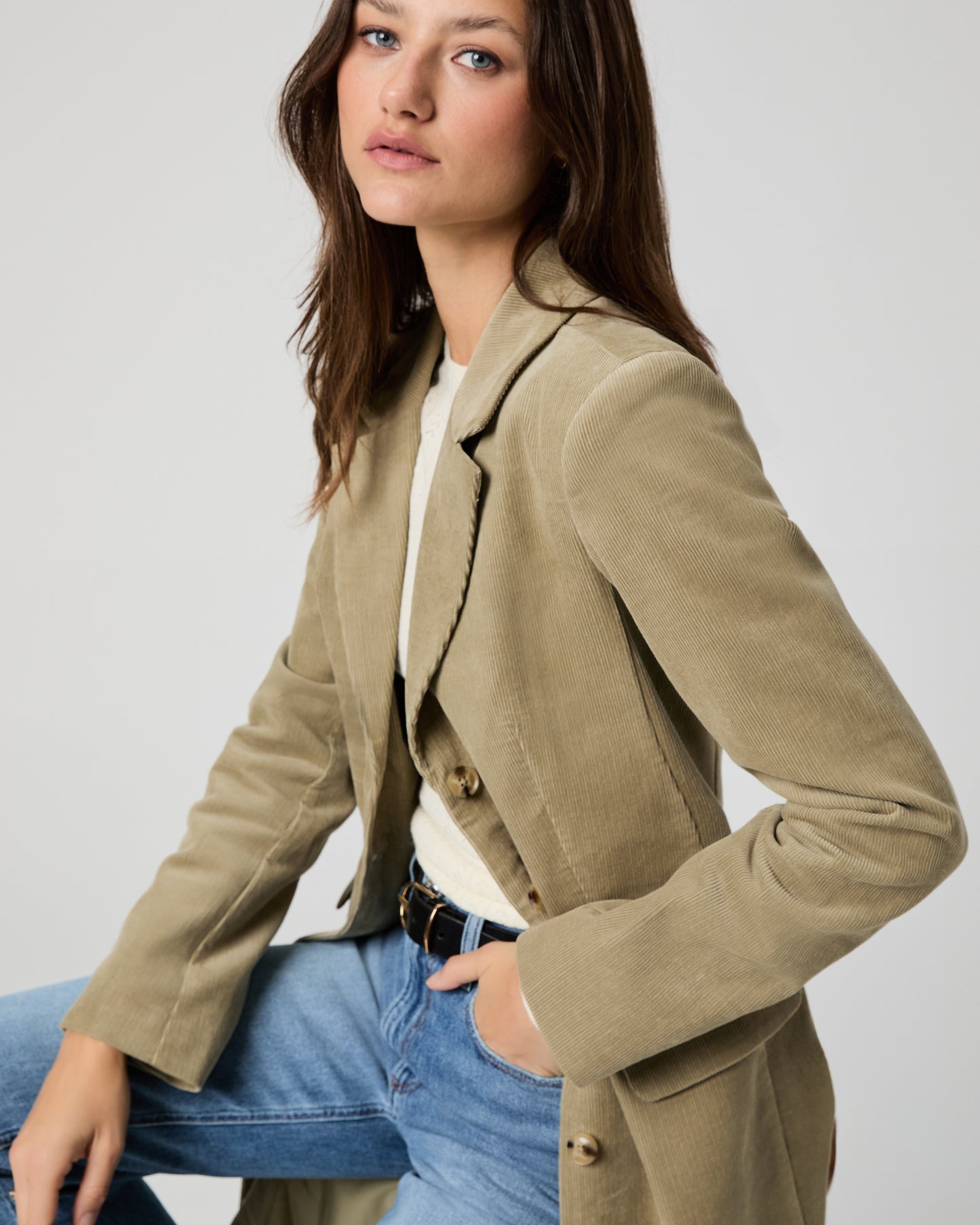 Trexi Coat - Dusty Olive Corduroy