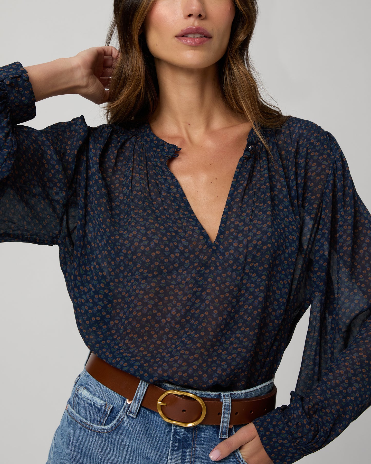 Bibiana Blouse - Navy Multi XXS