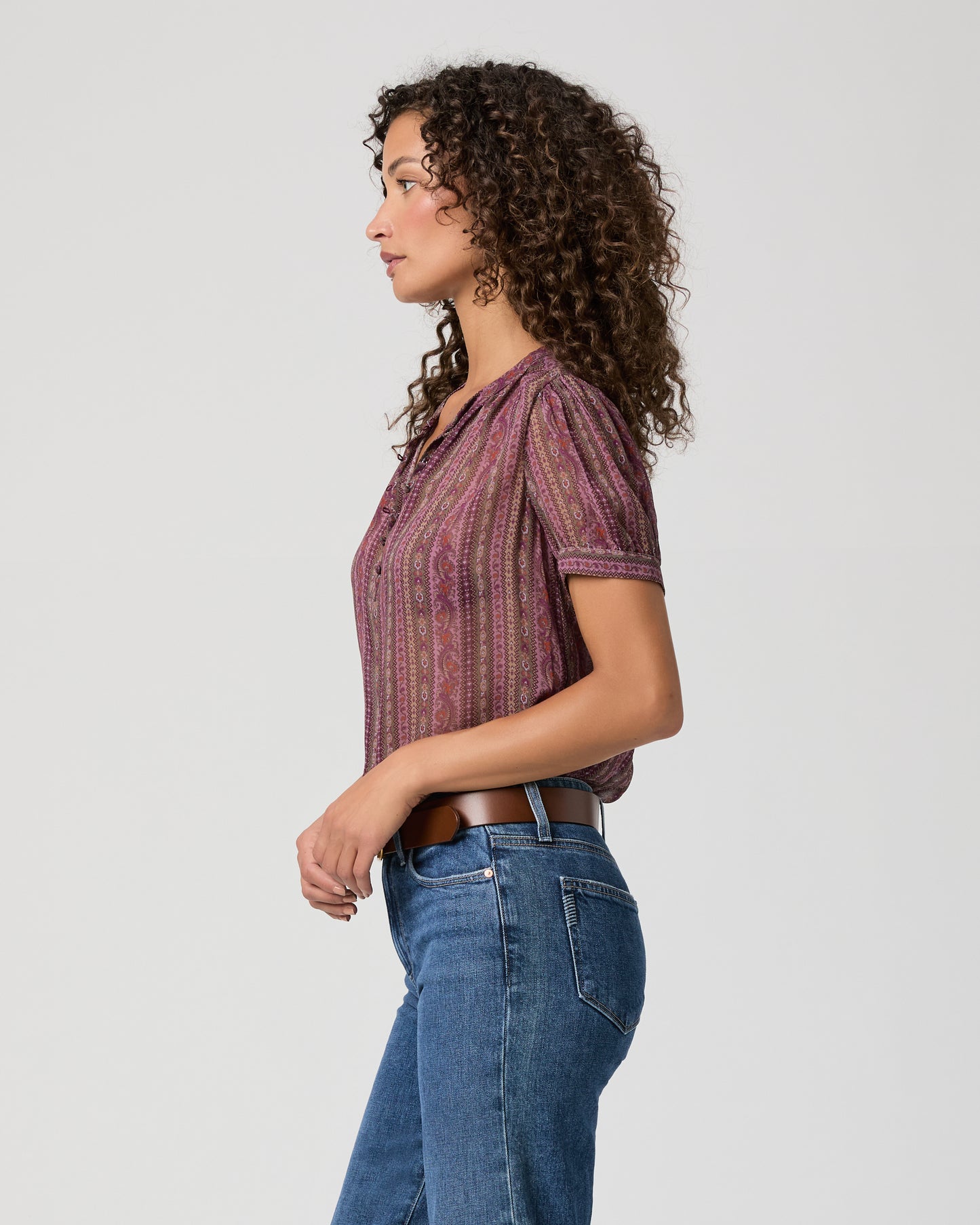 Marsala Blouse - Deep Mauve Multi Silk XXS