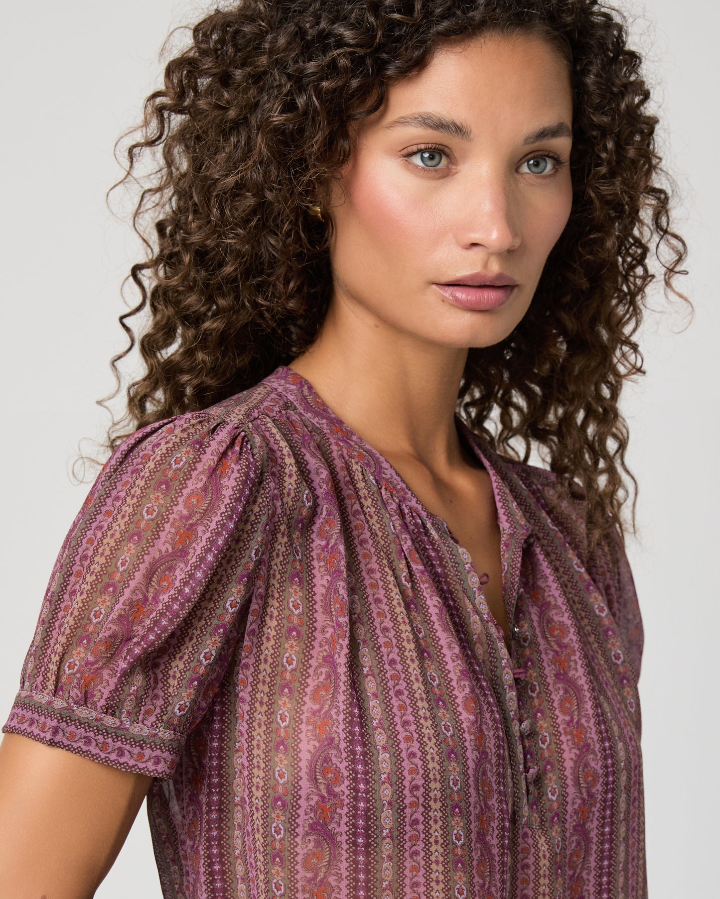 Marsala Blouse - Deep Mauve Multi Silk XXS