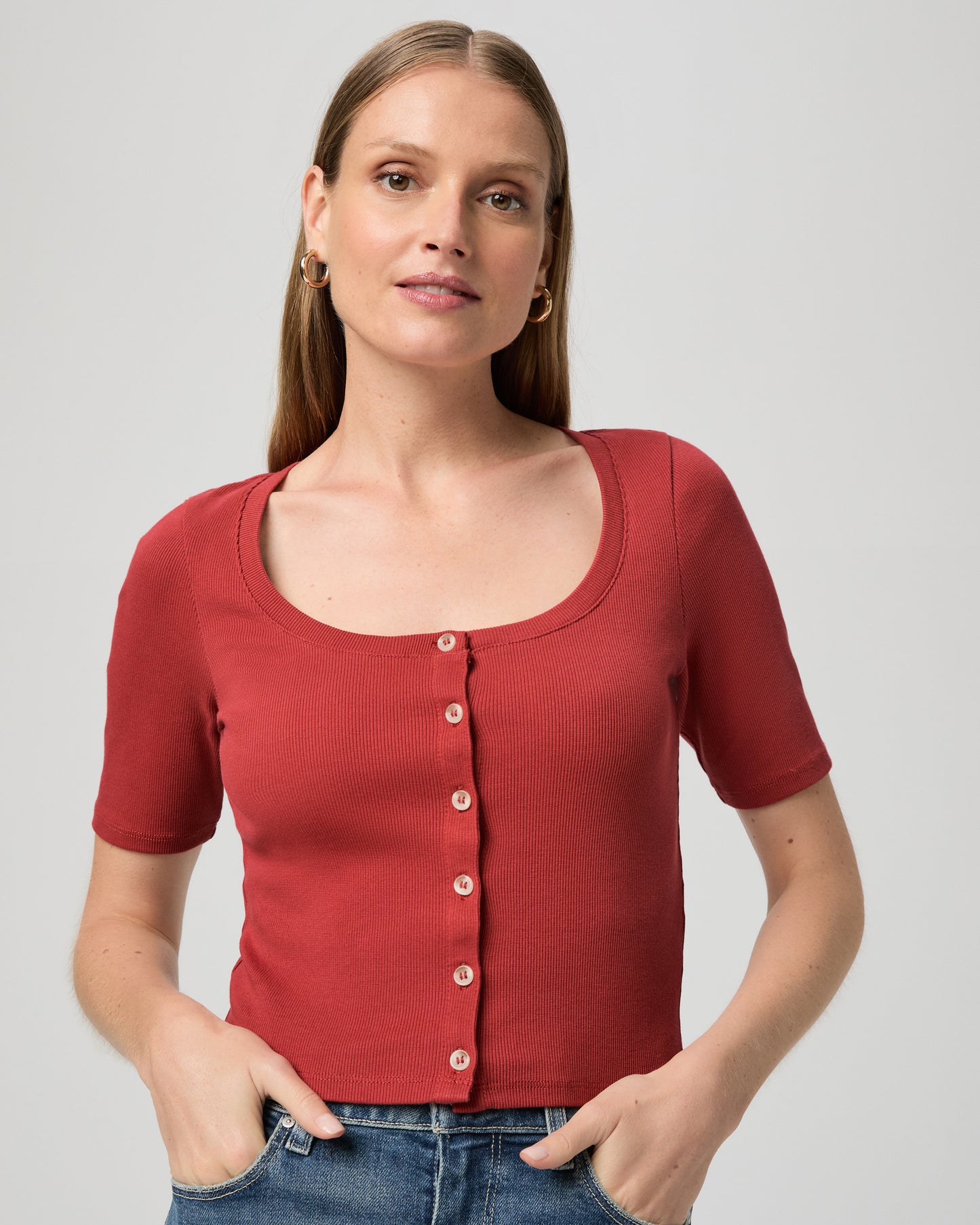 Evette Top - Carmine Red XXS