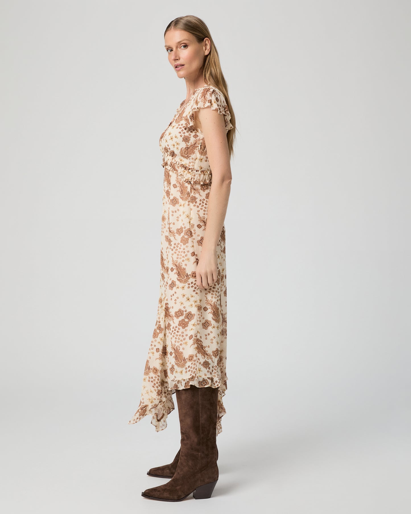 Eleonora Dress - Ecru Multi Silk 00