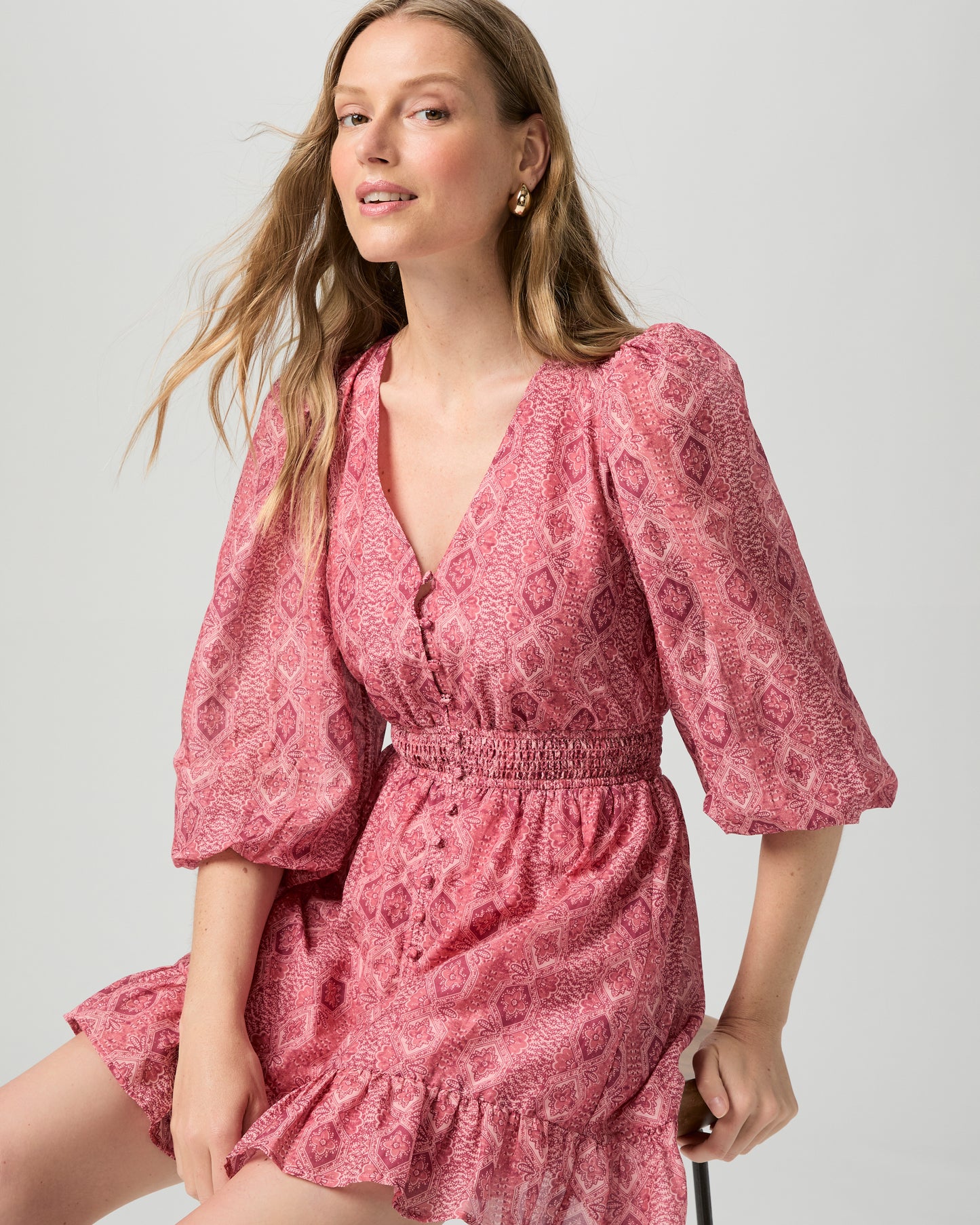 Ophelie Dress - Dark Pink Multi XXS