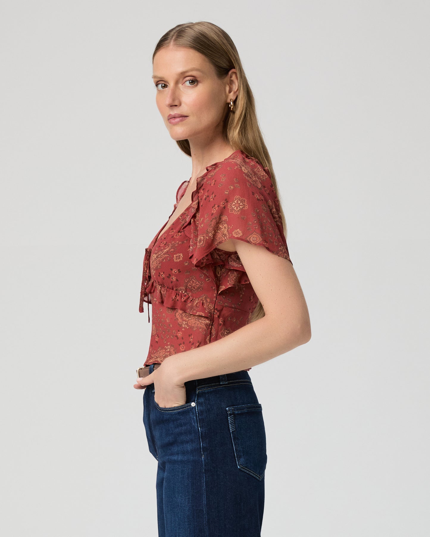 Mirasol Top - Carmine Red Multi Silk 00