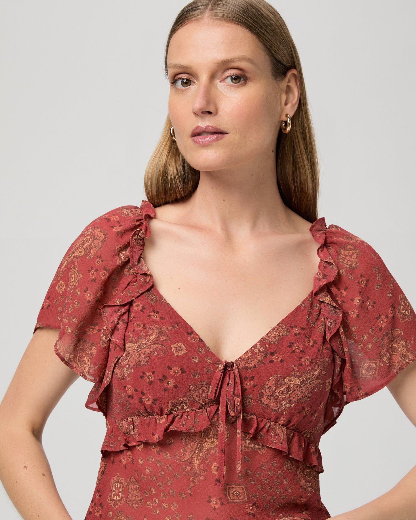Mirasol Top - Carmine Red Multi Silk 00
