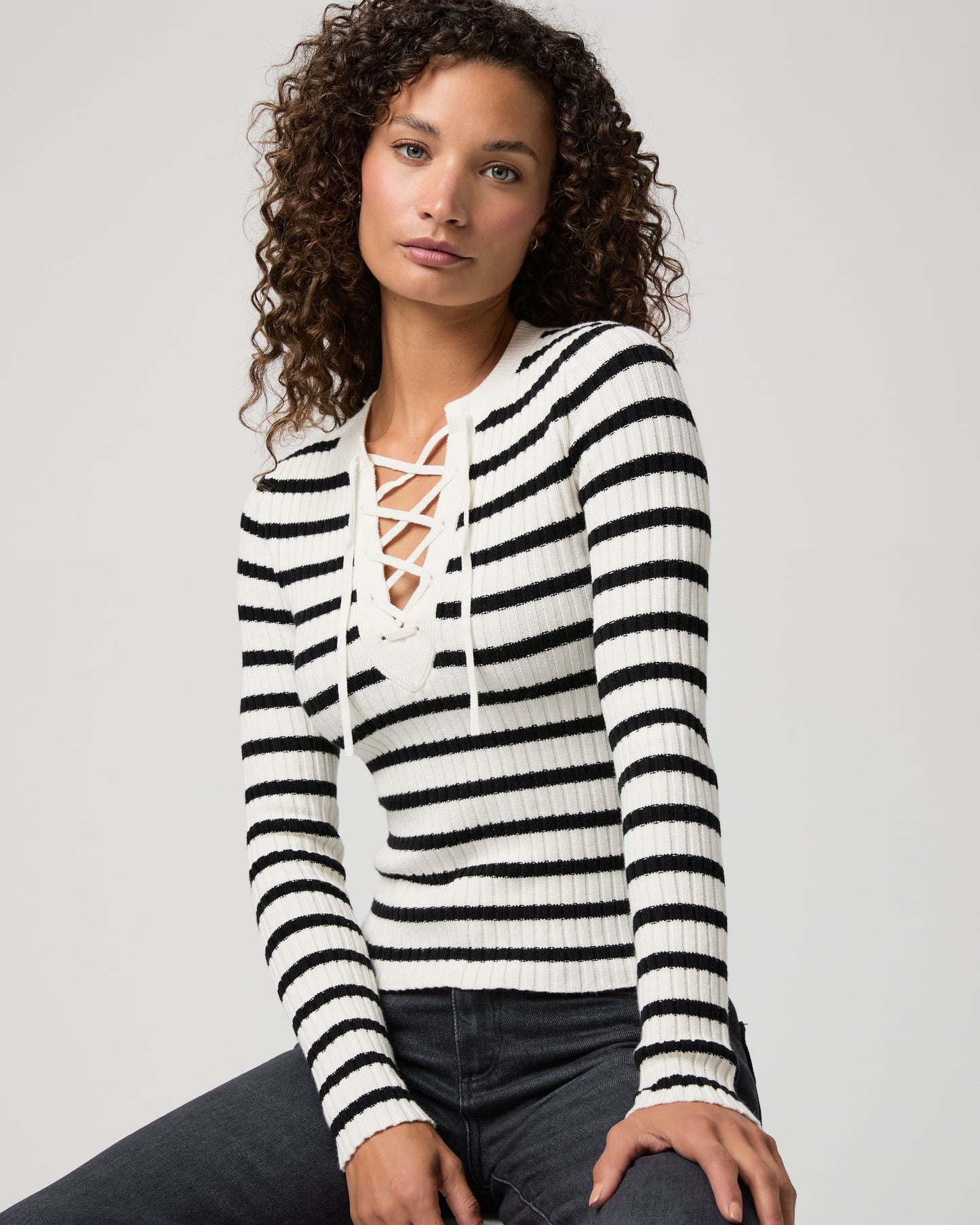 Beatrice Top - Antique White/Black XXS