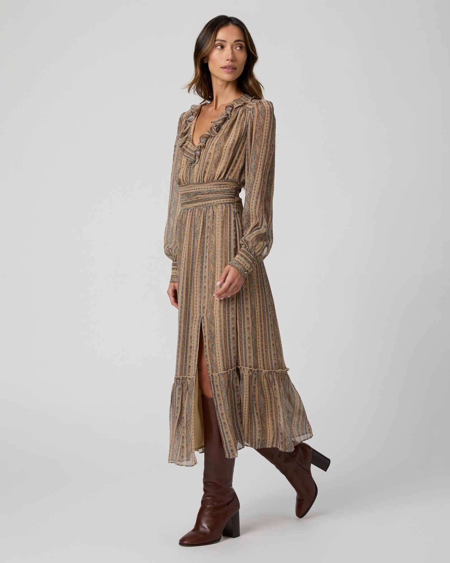 Etta Dress - Brown Multi Silk 00