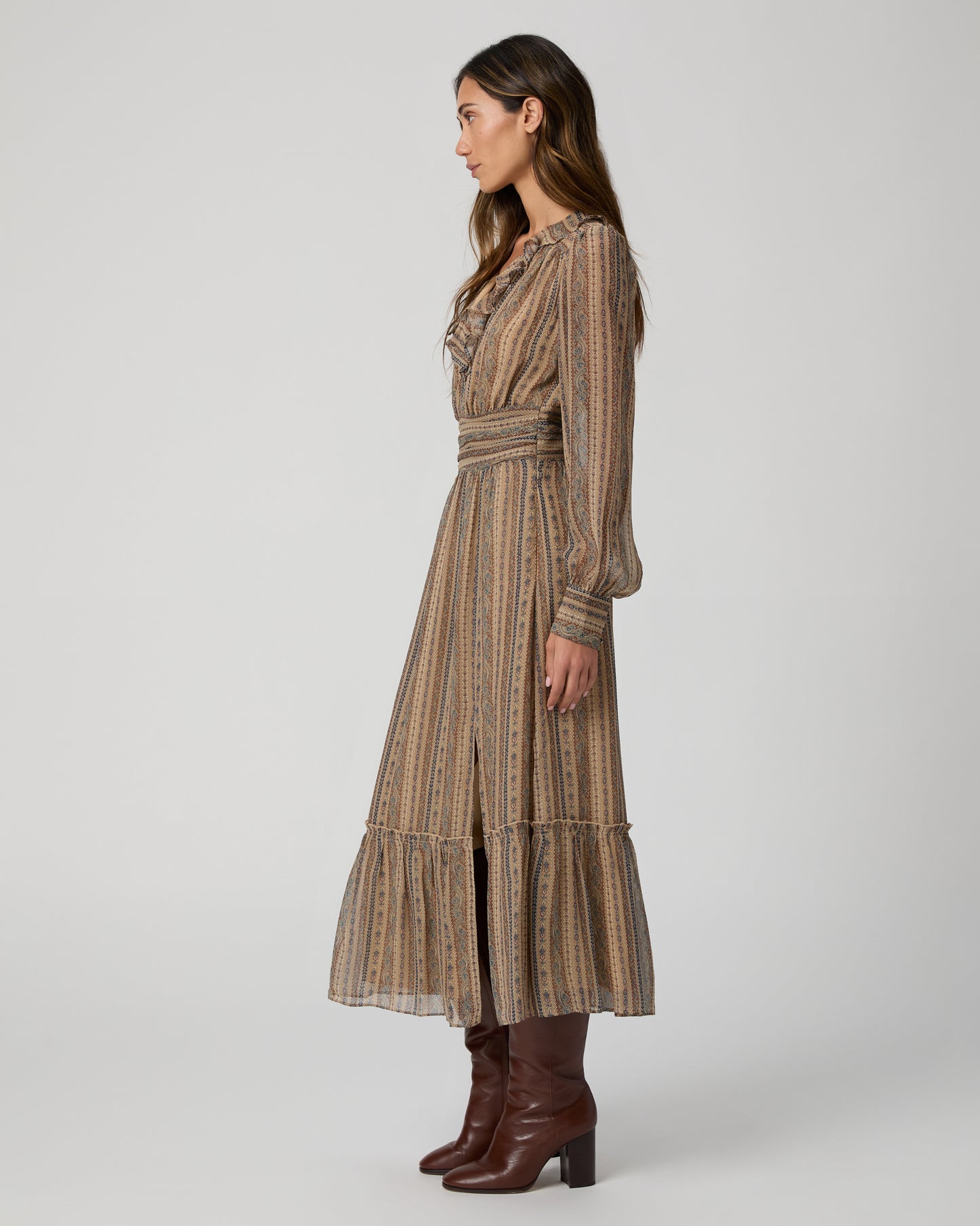 Etta Dress - Brown Multi Silk 00
