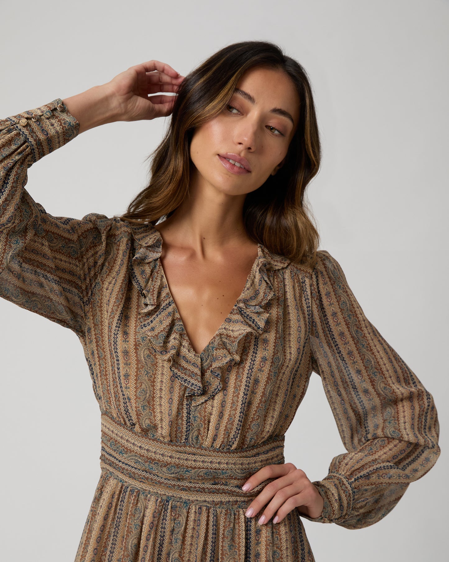 Etta Dress - Brown Multi Silk 00