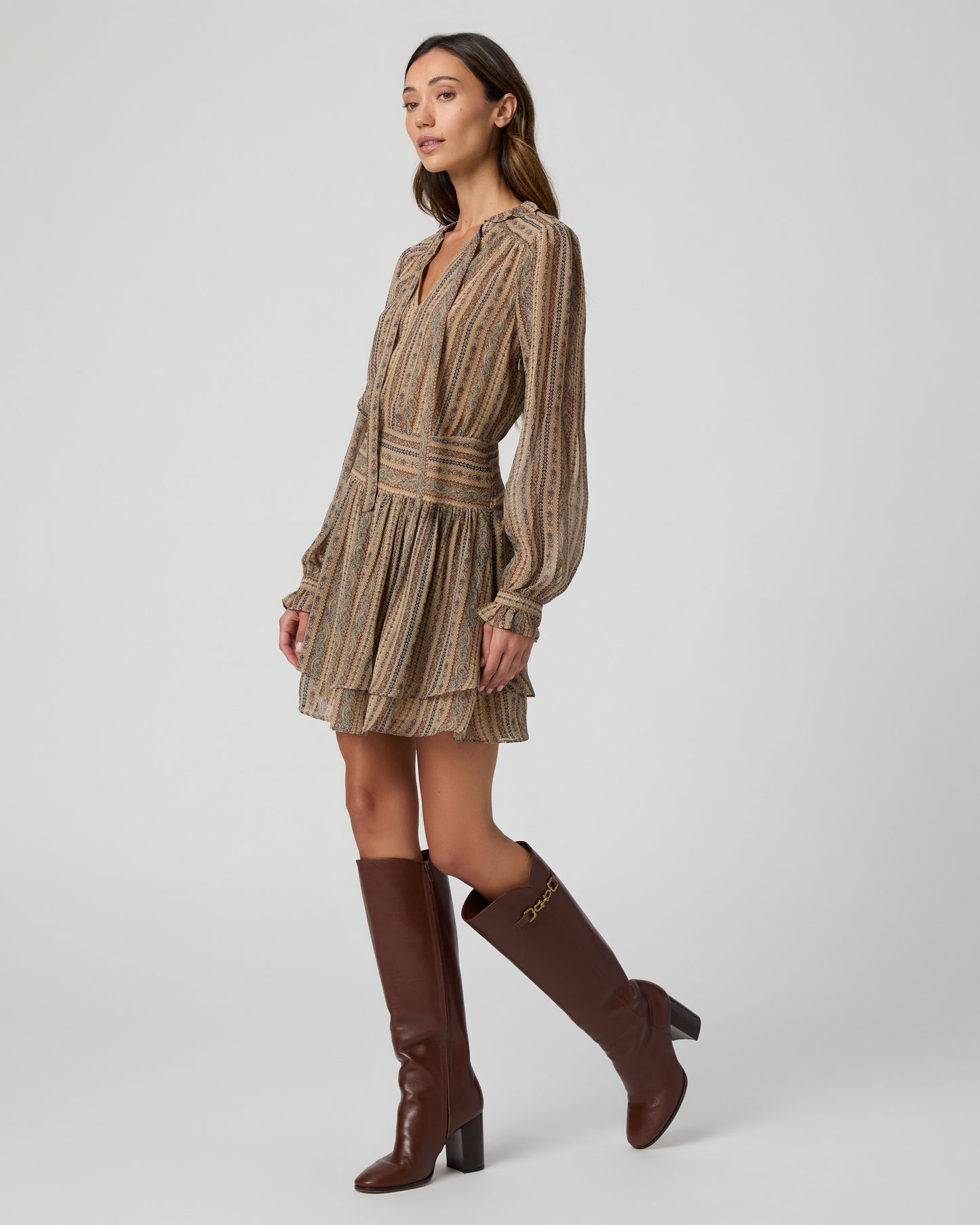 Nantes Dress - Brown Multi Silk 00
