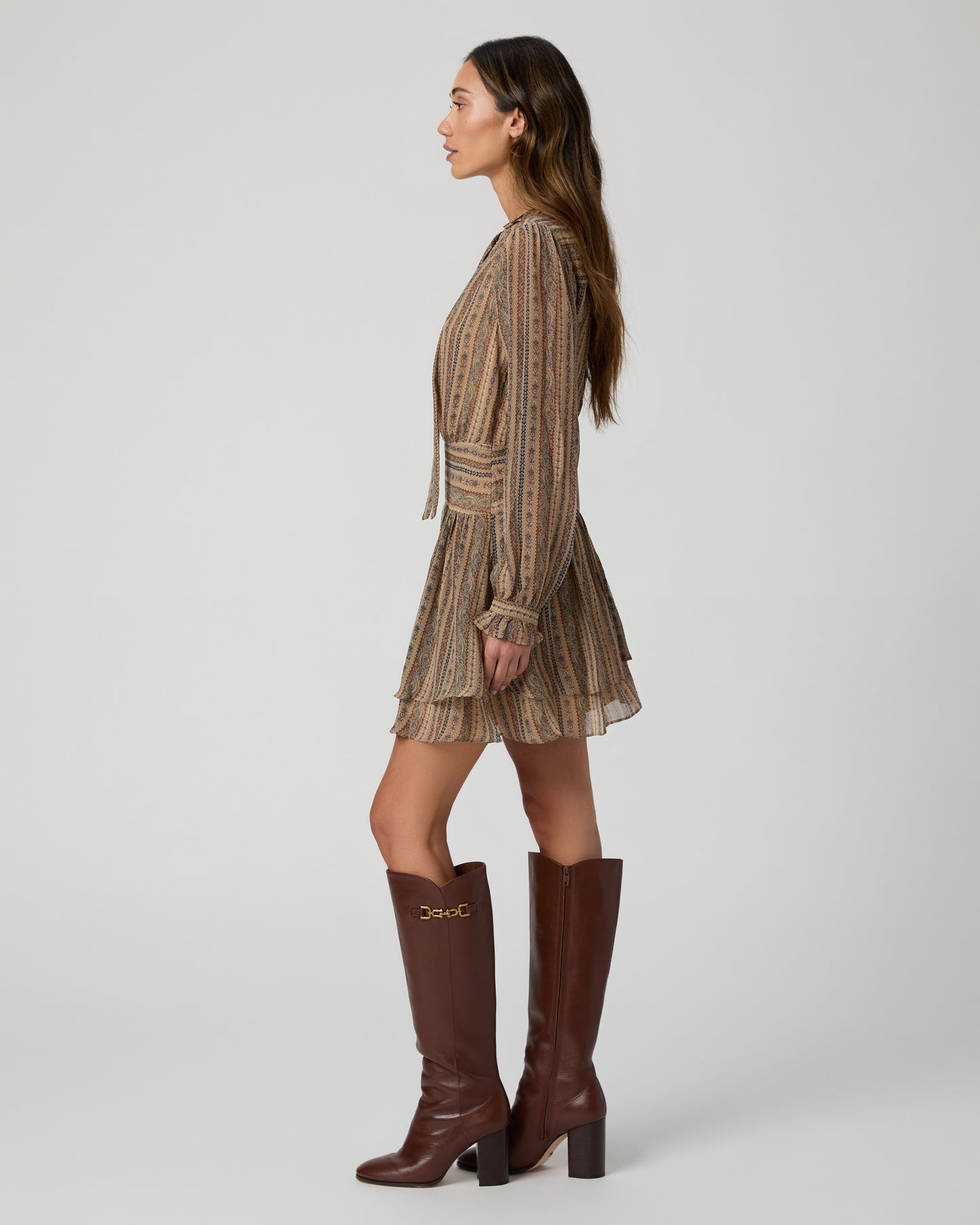 Nantes Dress - Brown Multi Silk 00