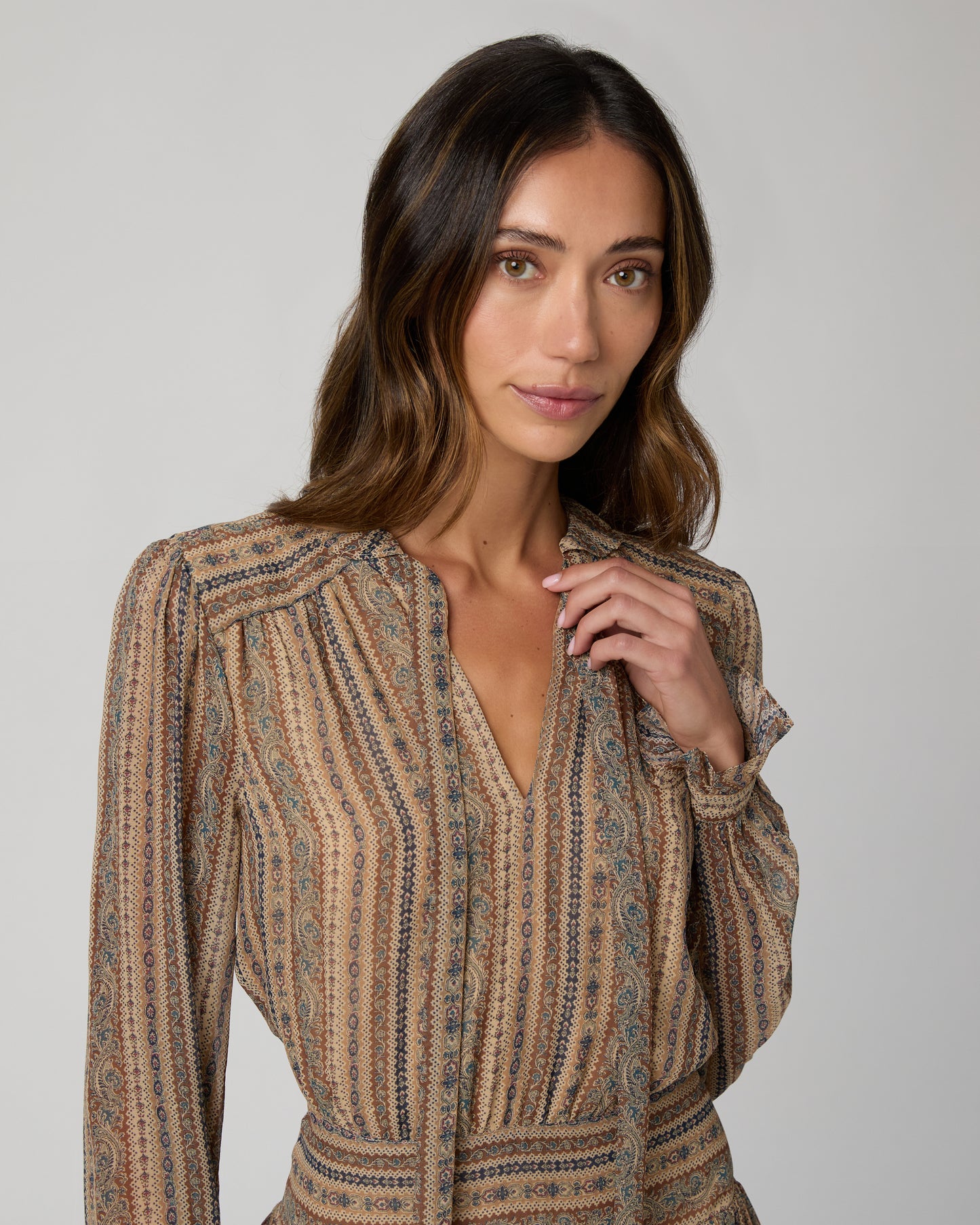 Nantes Dress - Brown Multi Silk 00