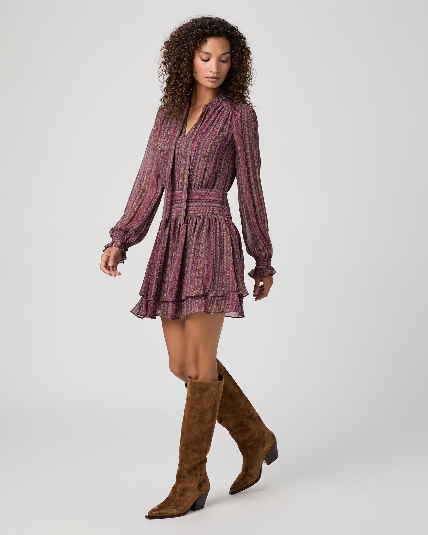 Nantes Dress - Deep Mauve Multi Silk 00