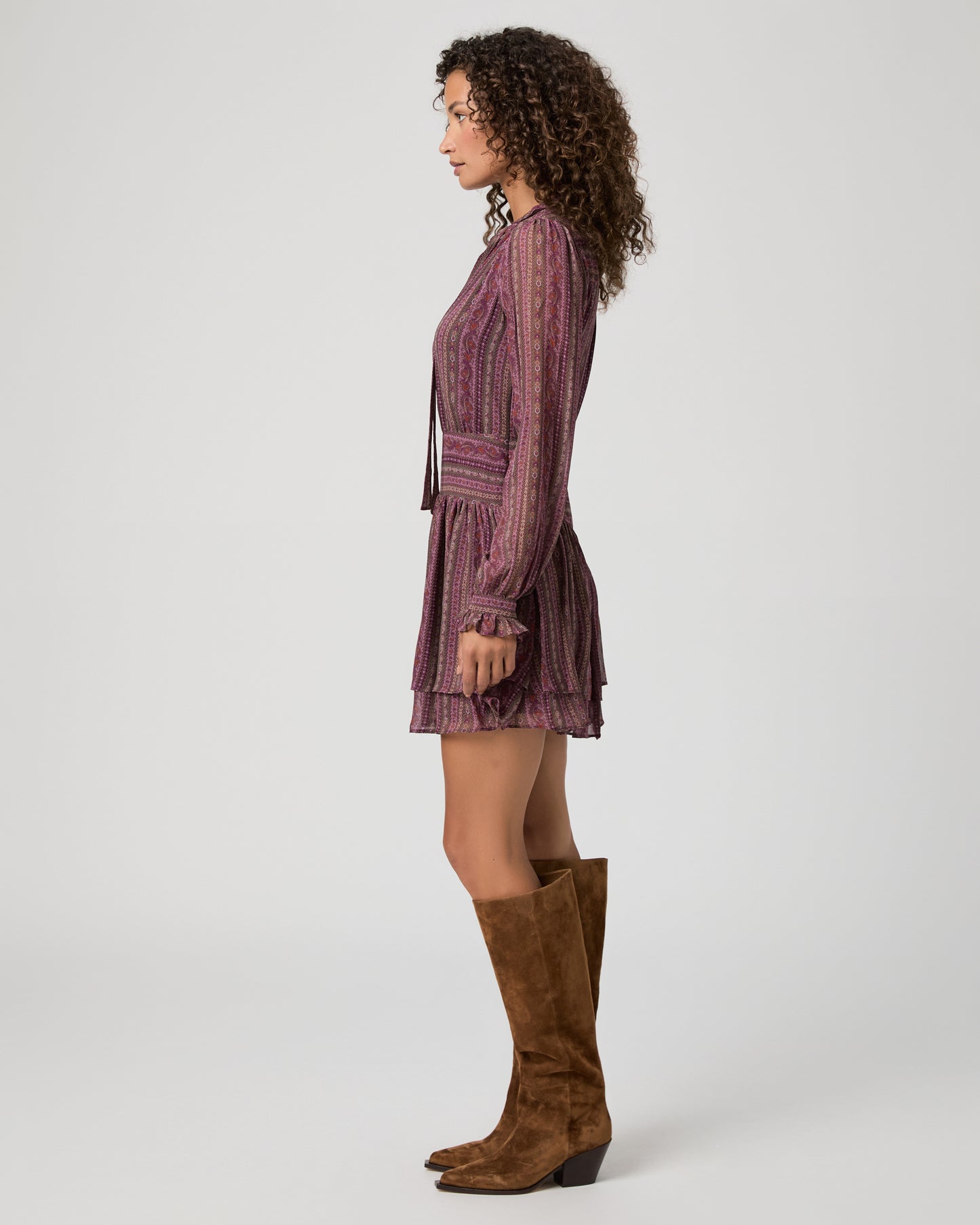 Nantes Dress - Deep Mauve Multi Silk 00