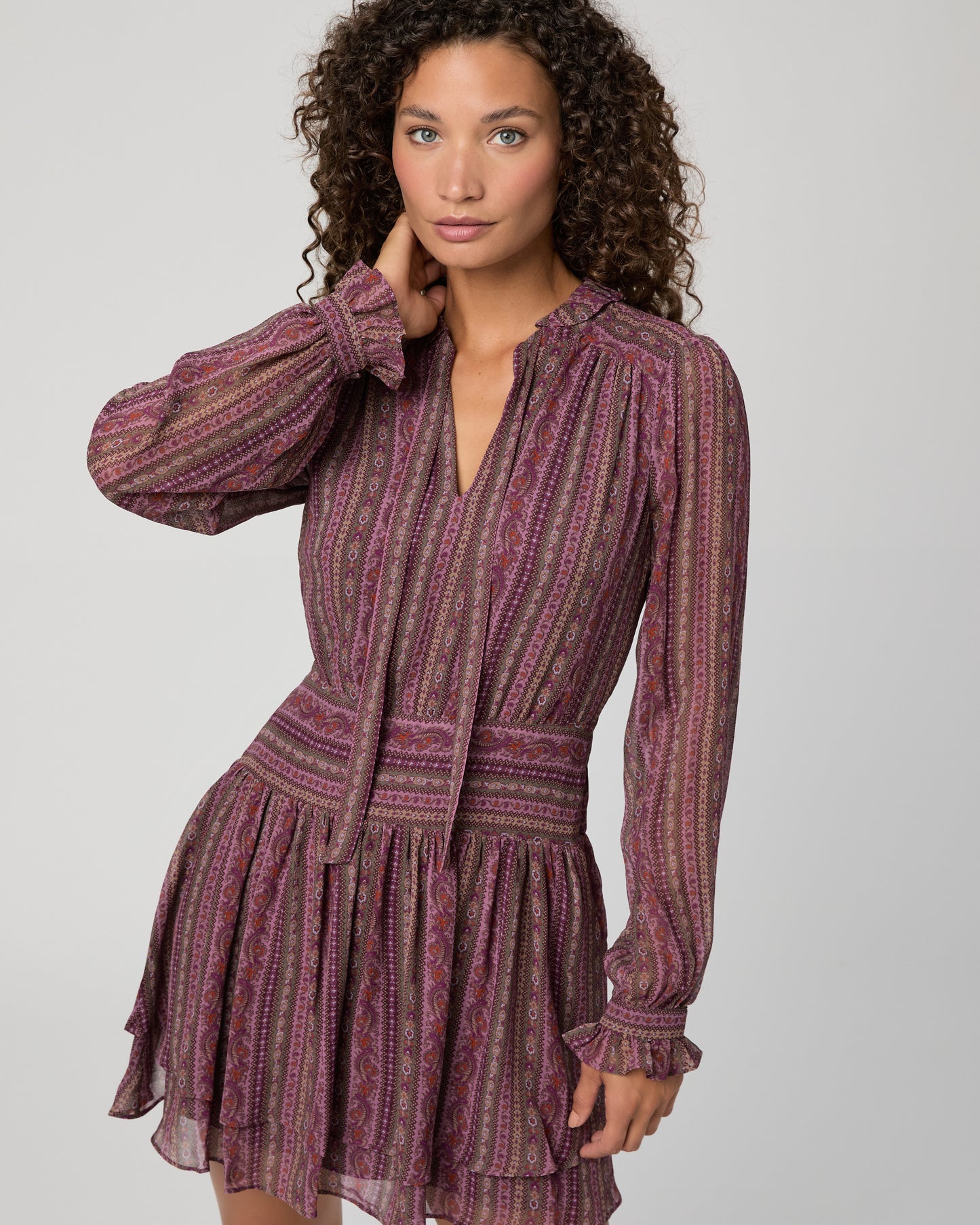 Nantes Dress - Deep Mauve Multi Silk 00