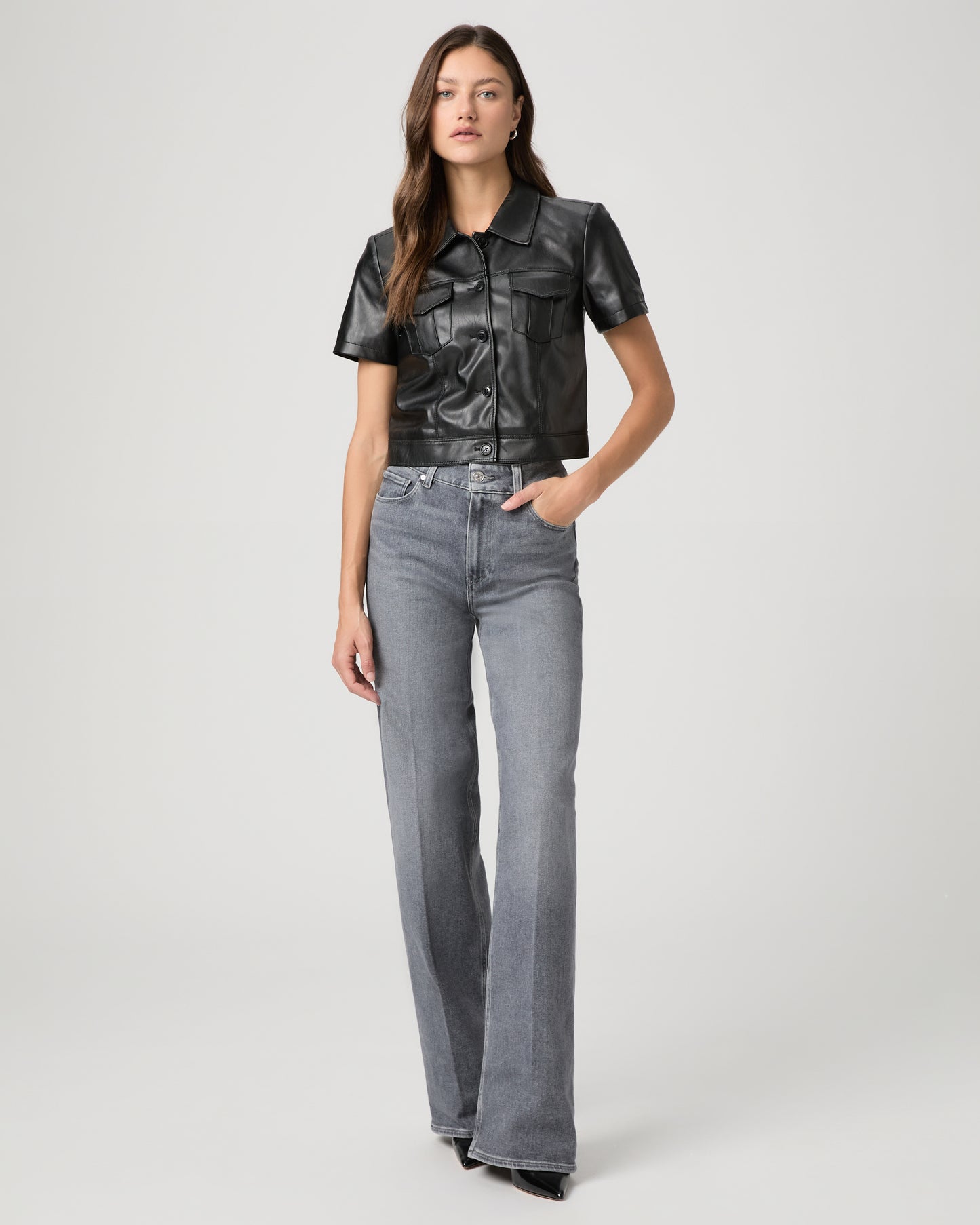 Angelique Top - Black Faux Leather XXS