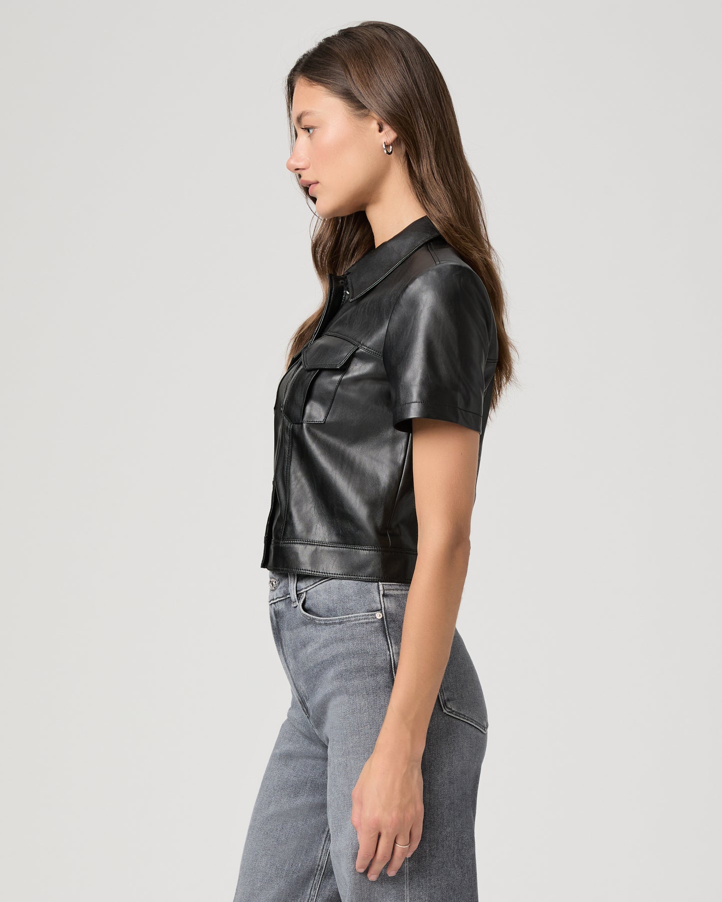 Angelique Top - Black Faux Leather XXS