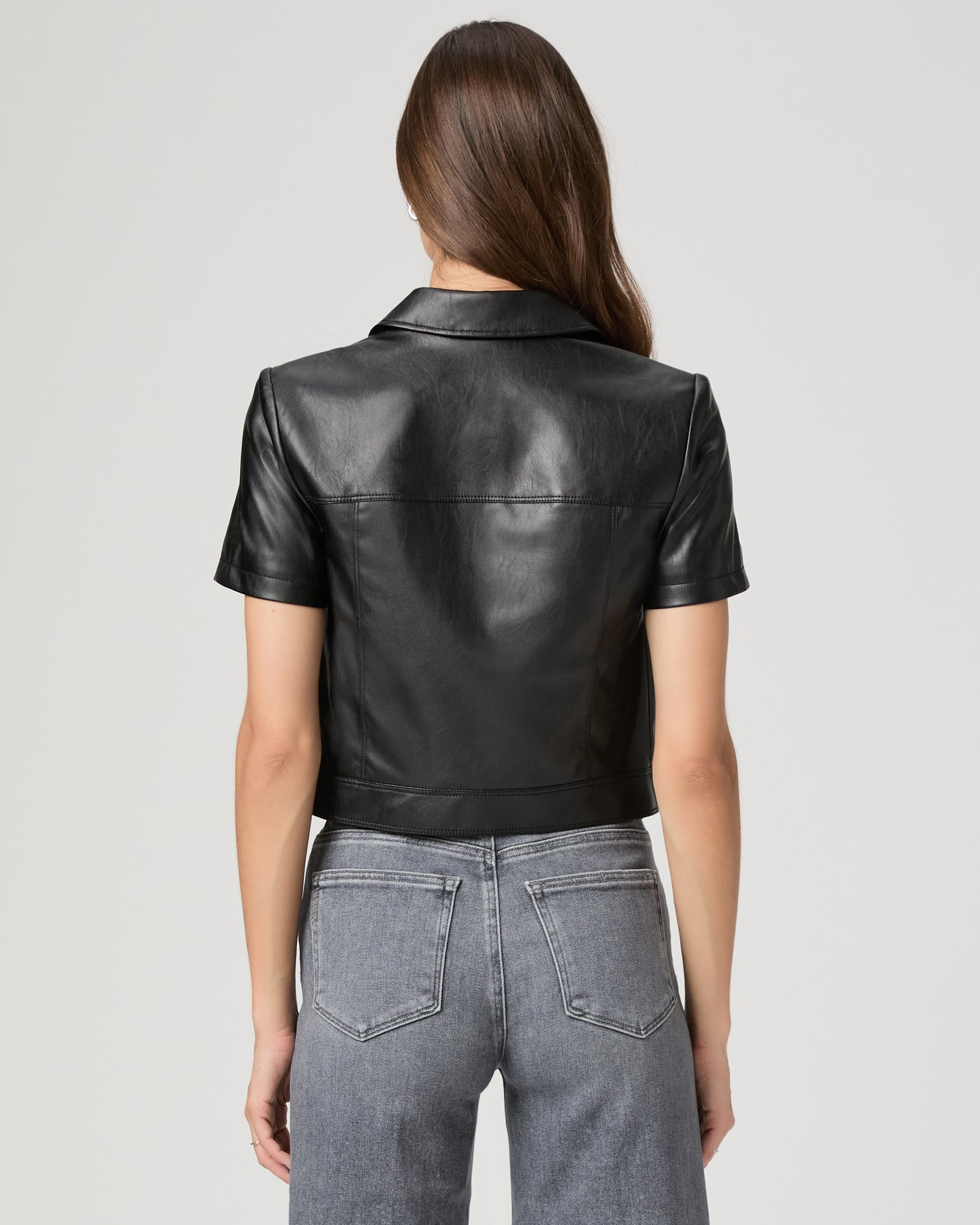 Angelique Top - Black Faux Leather XXS