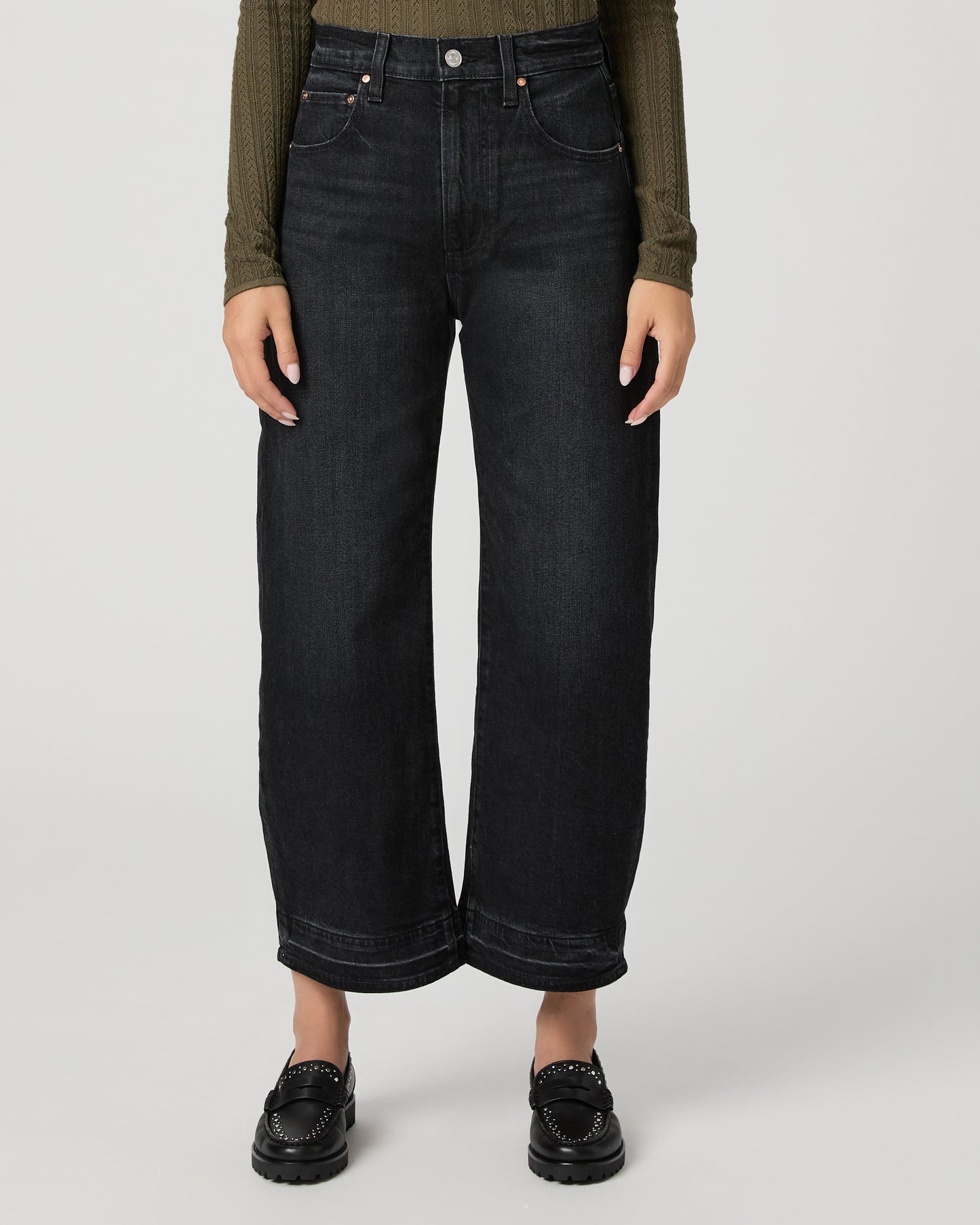 Arellia Ankle Petite Barrel Leg Jean - Black Void 23