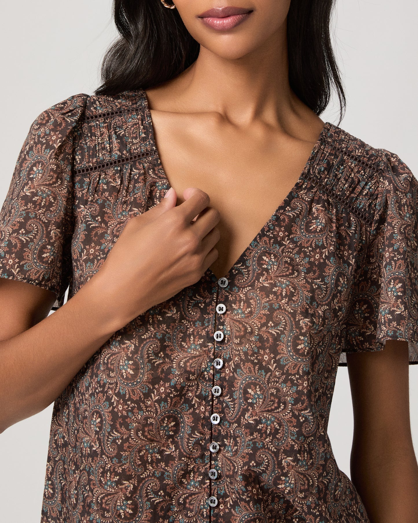 Elodie Top - Dark Brown Multi XXS