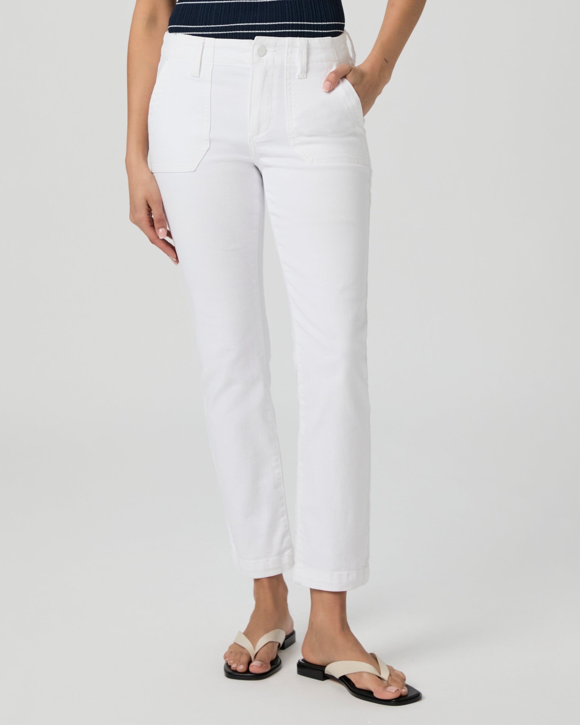 Mayslie Straight Ankle Pant - Crisp White 23