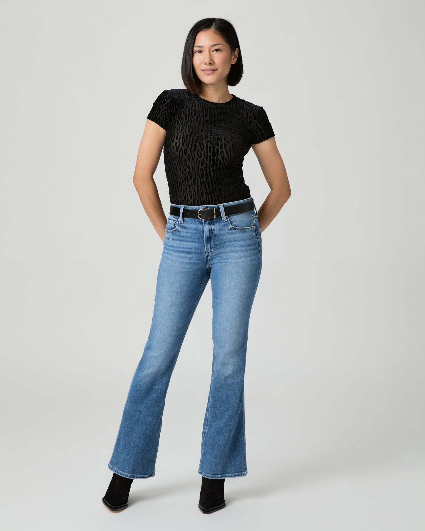 High Rise Laurel Canyon Petite Bootcut Jean - Rock Show Distressed 23