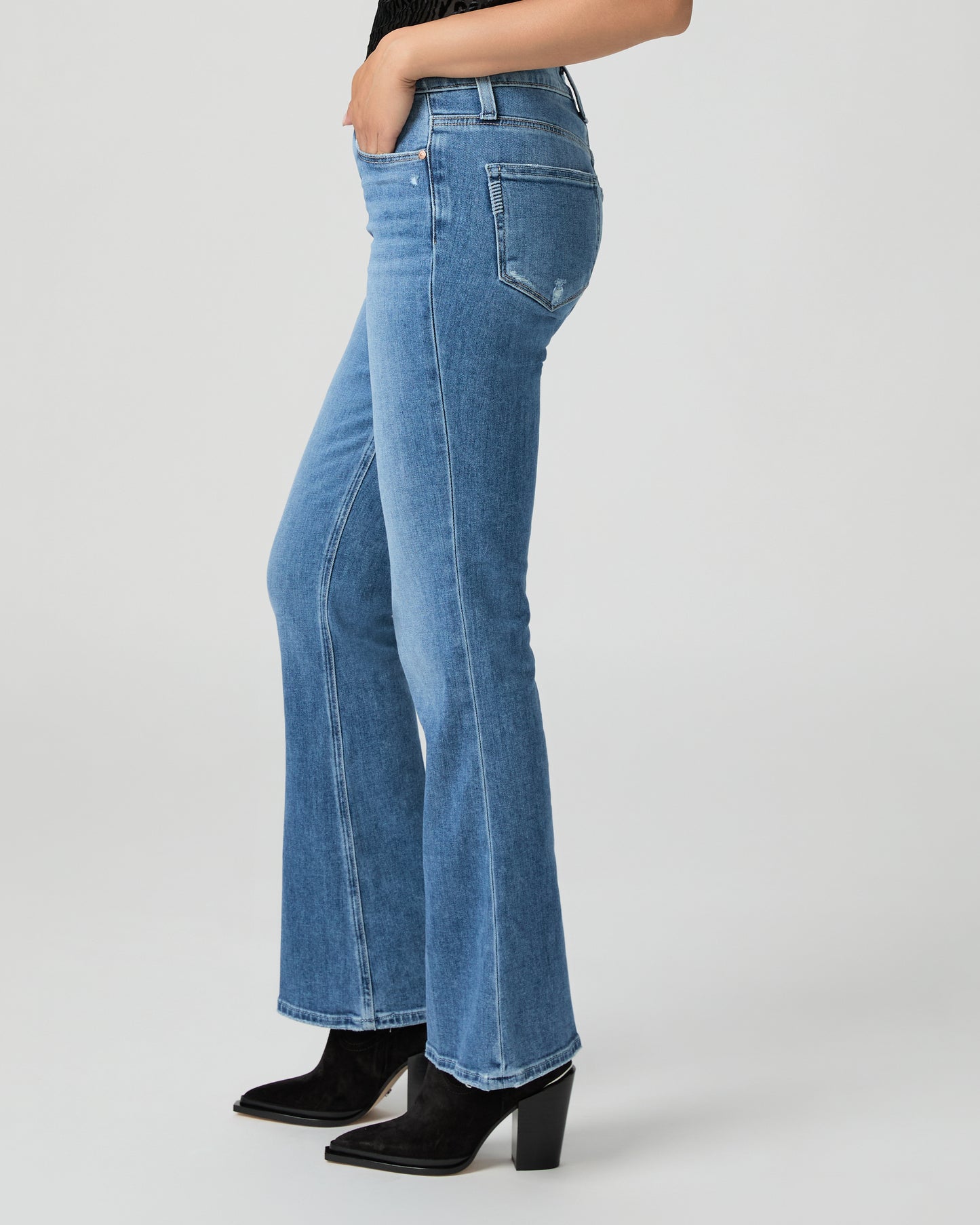 High Rise Laurel Canyon Petite Bootcut Jean - Rock Show Distressed 23