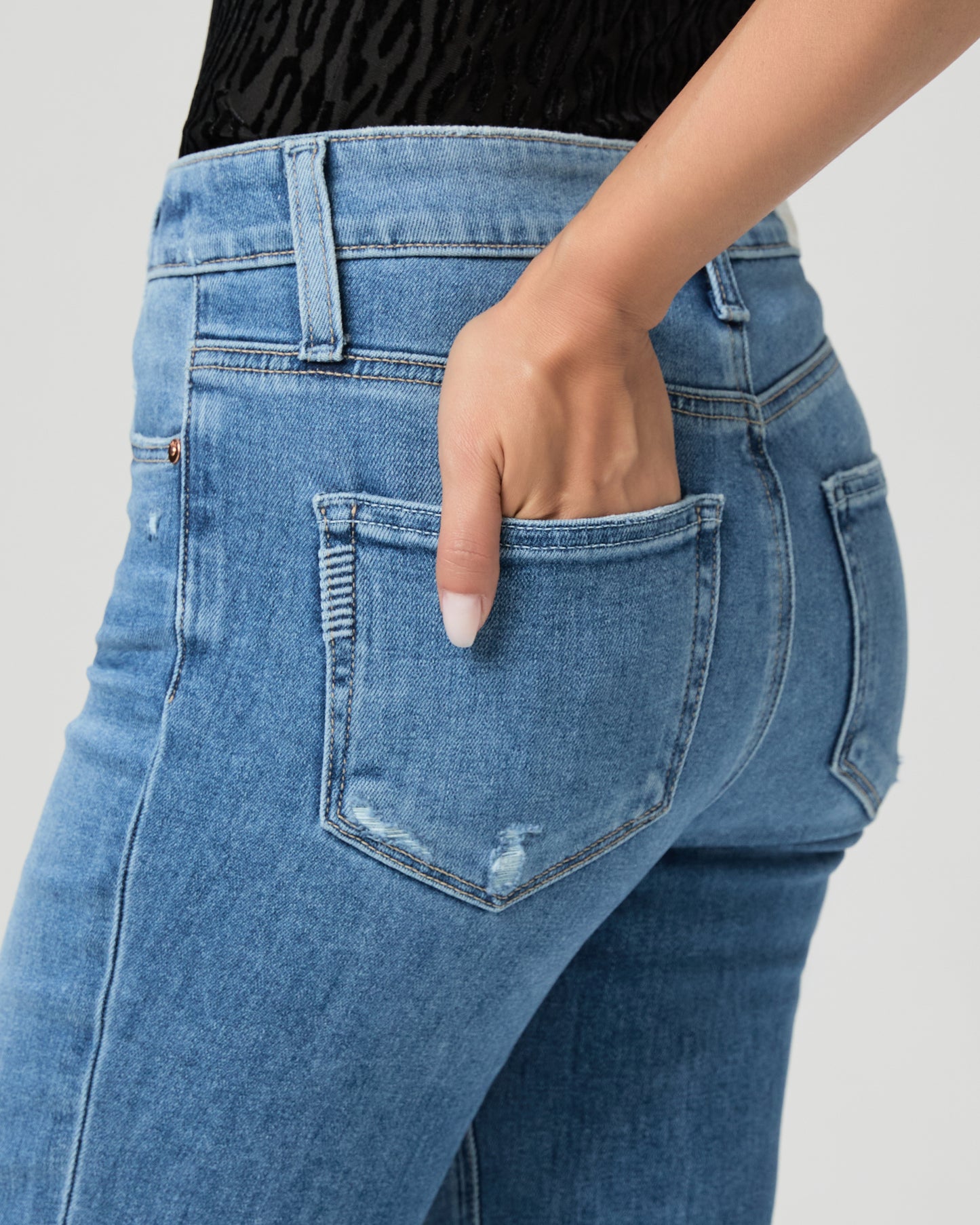 High Rise Laurel Canyon Petite Bootcut Jean - Rock Show Distressed 23