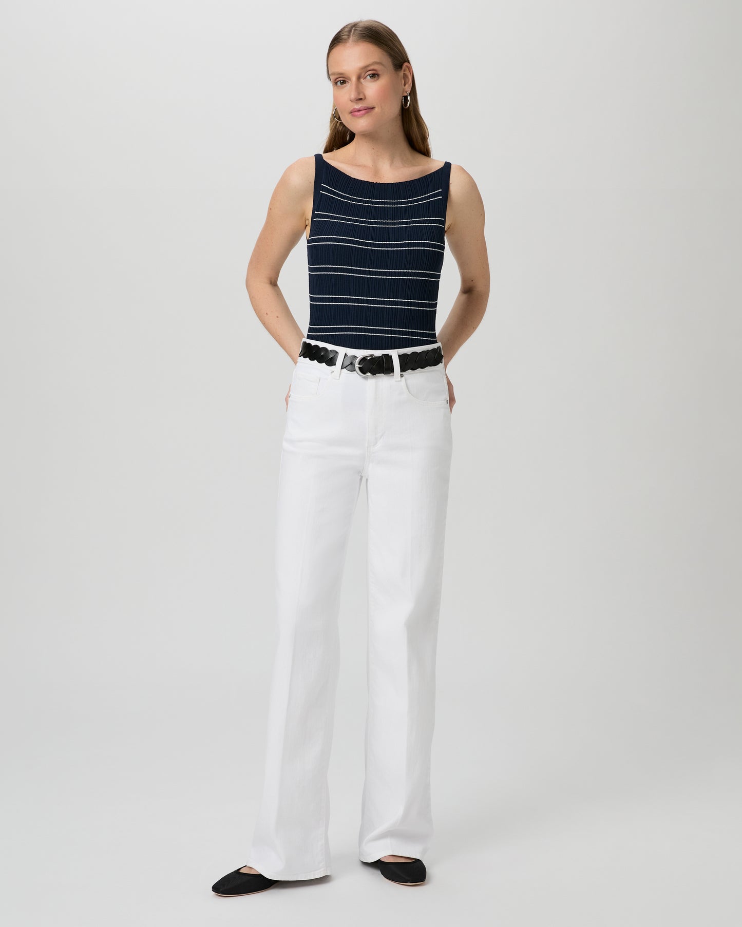 Sasha 32 Inch Wide Leg Jean - Crisp White 23