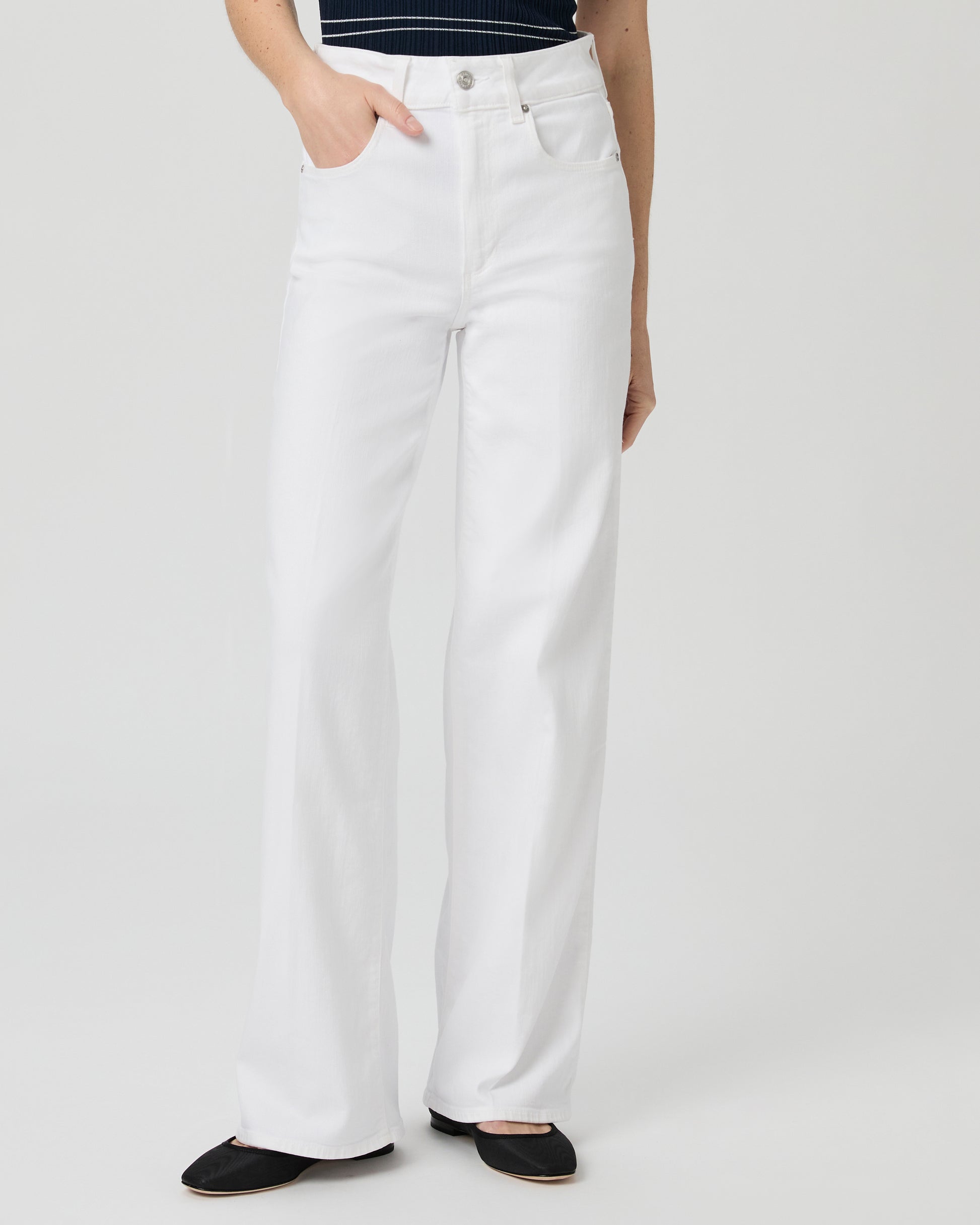 Sasha 32 Inch Wide Leg Jean - Crisp White 23