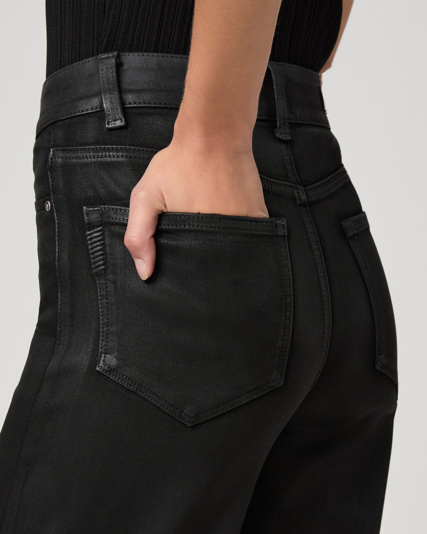 Sasha 32 Inch Wide Leg Jean - Black Fog Luxe Coating 23