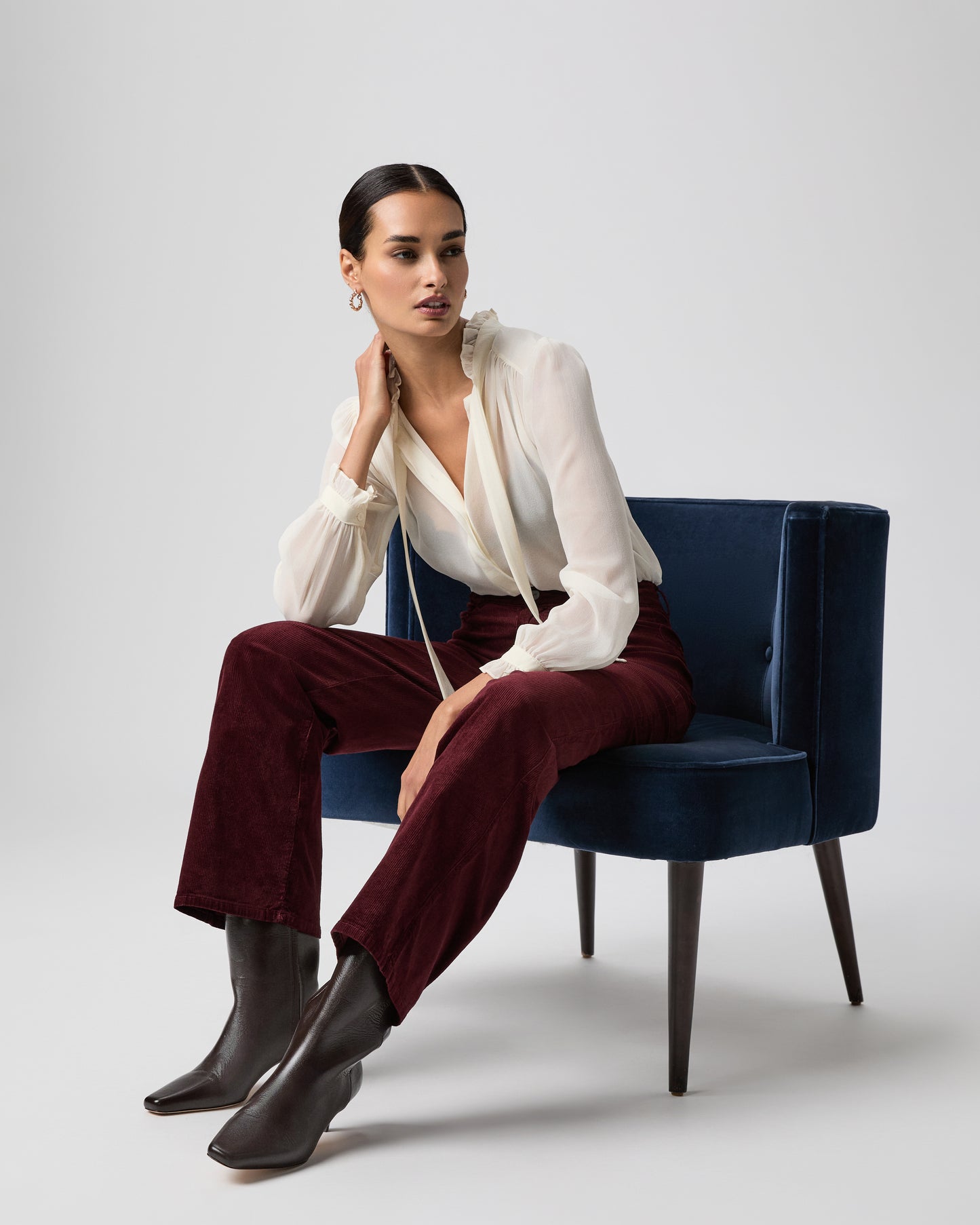 Sasha 32 Inch Wide Leg Pant - Dark Oxblood Corduroy 23