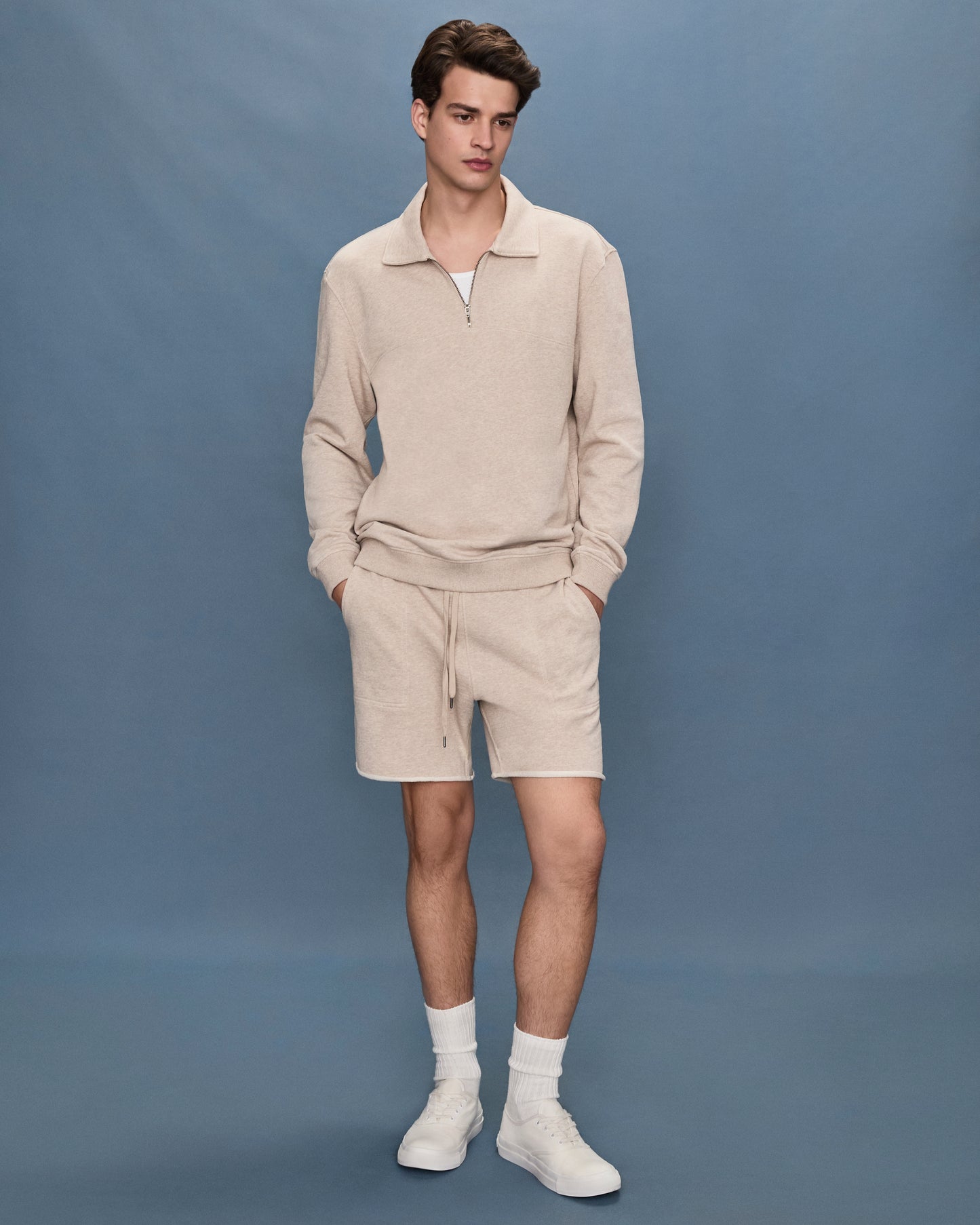 Davion Quarter Zip Pullover - Heathered Oatmeal