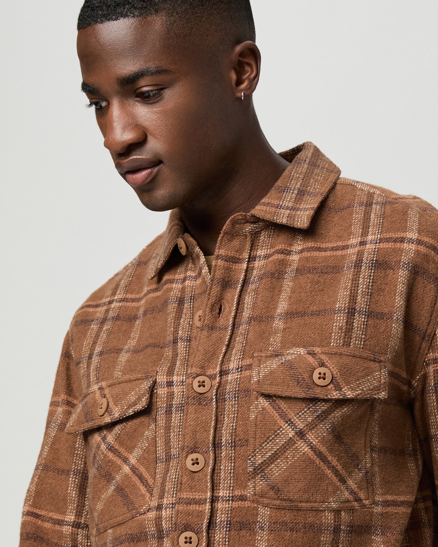 Seymore Overshirt - Dark Tobacco Plaid S
