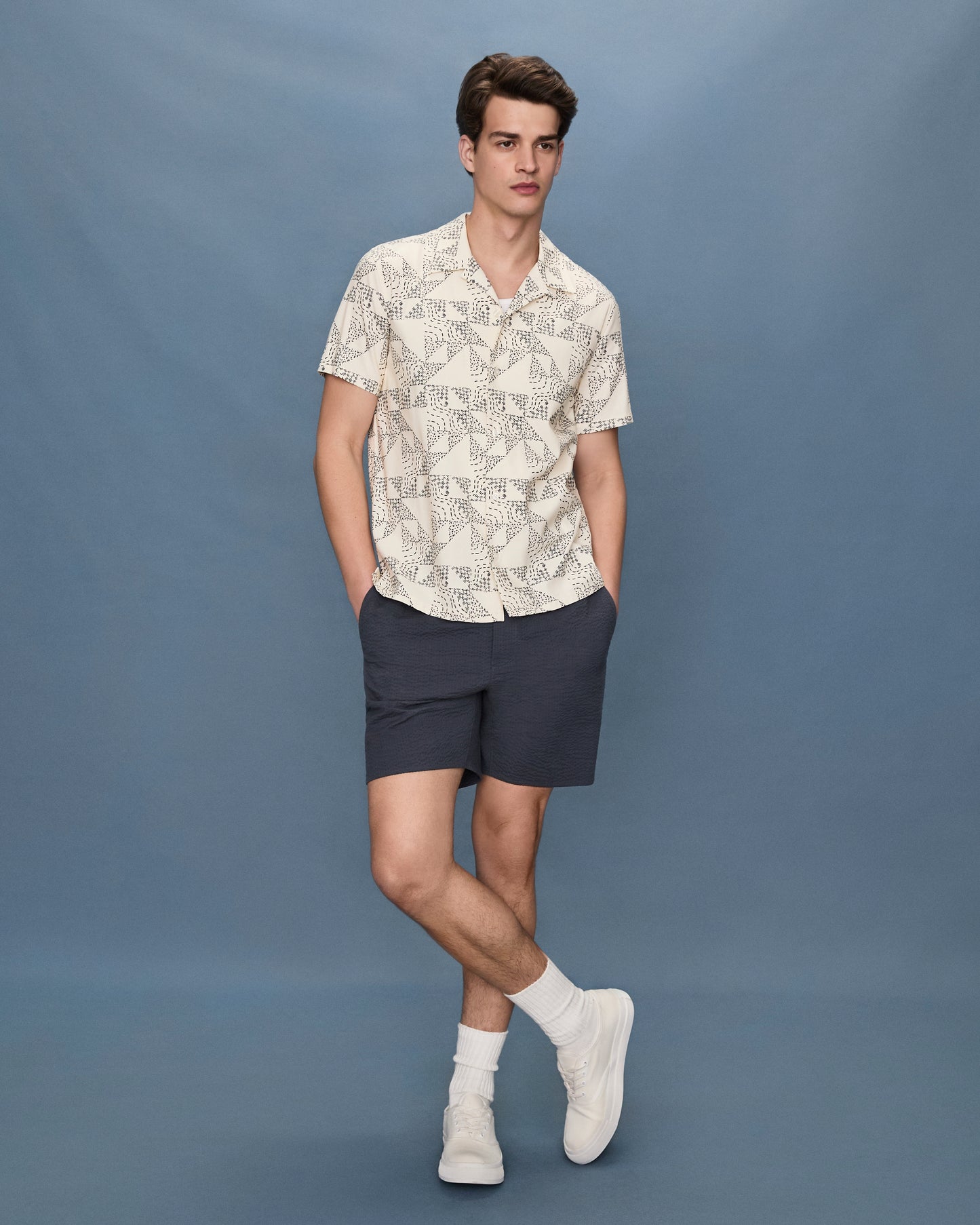 Medina Shirt - Alabaster/Ocean Floor