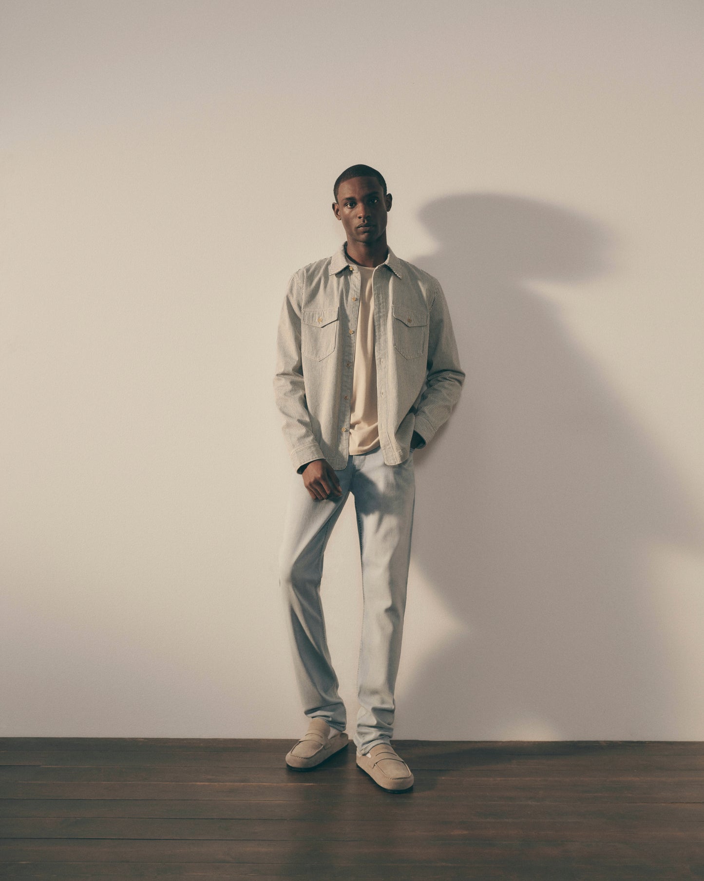 Renzi Denim Shirt - Ecru/Indigo Stripe