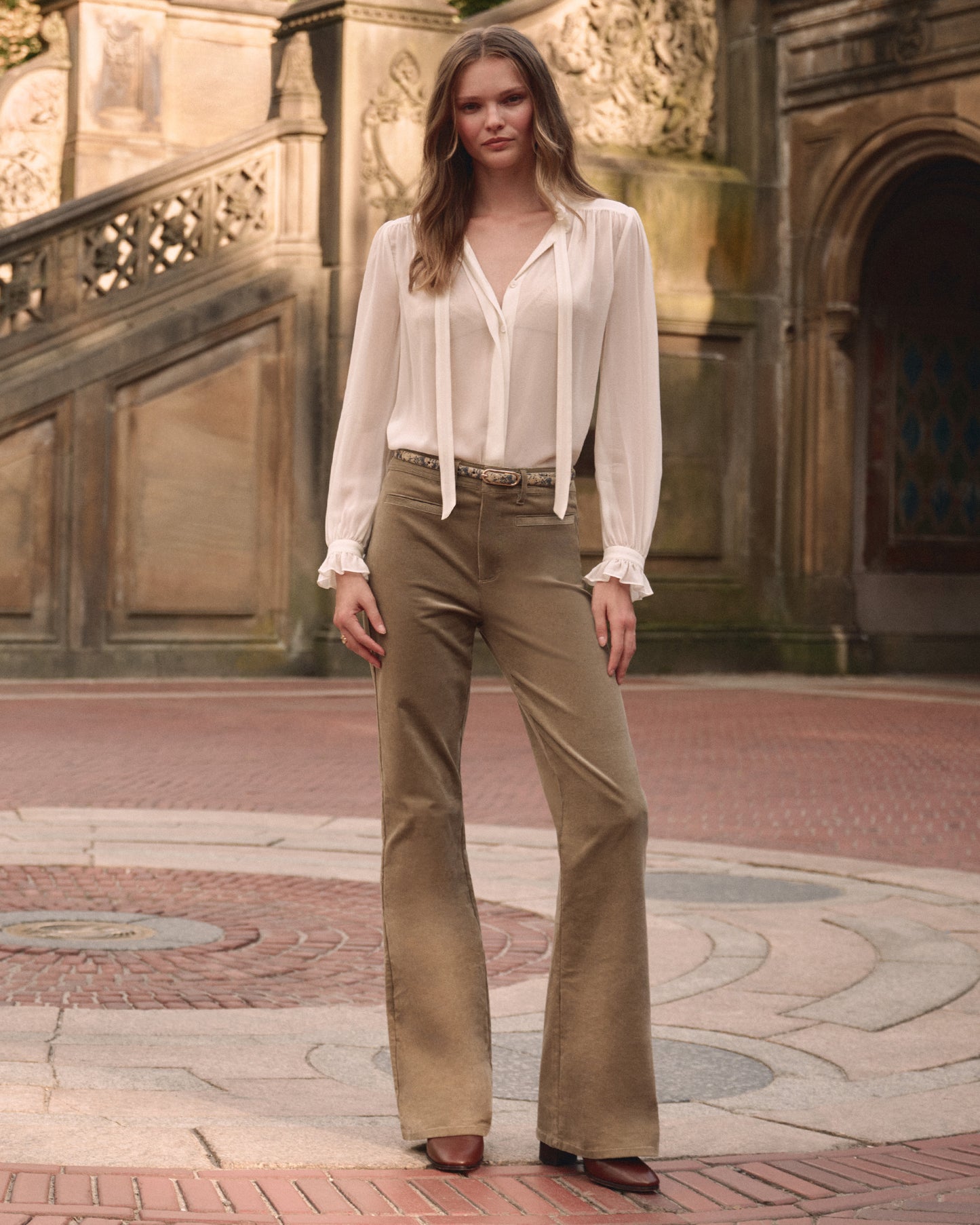 Leenah Wide Leg Pant - Dusty Olive Corduroy