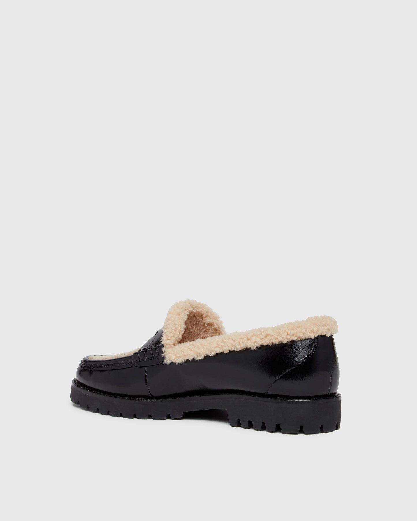 Ellis Shearling Loafer - Black Leather