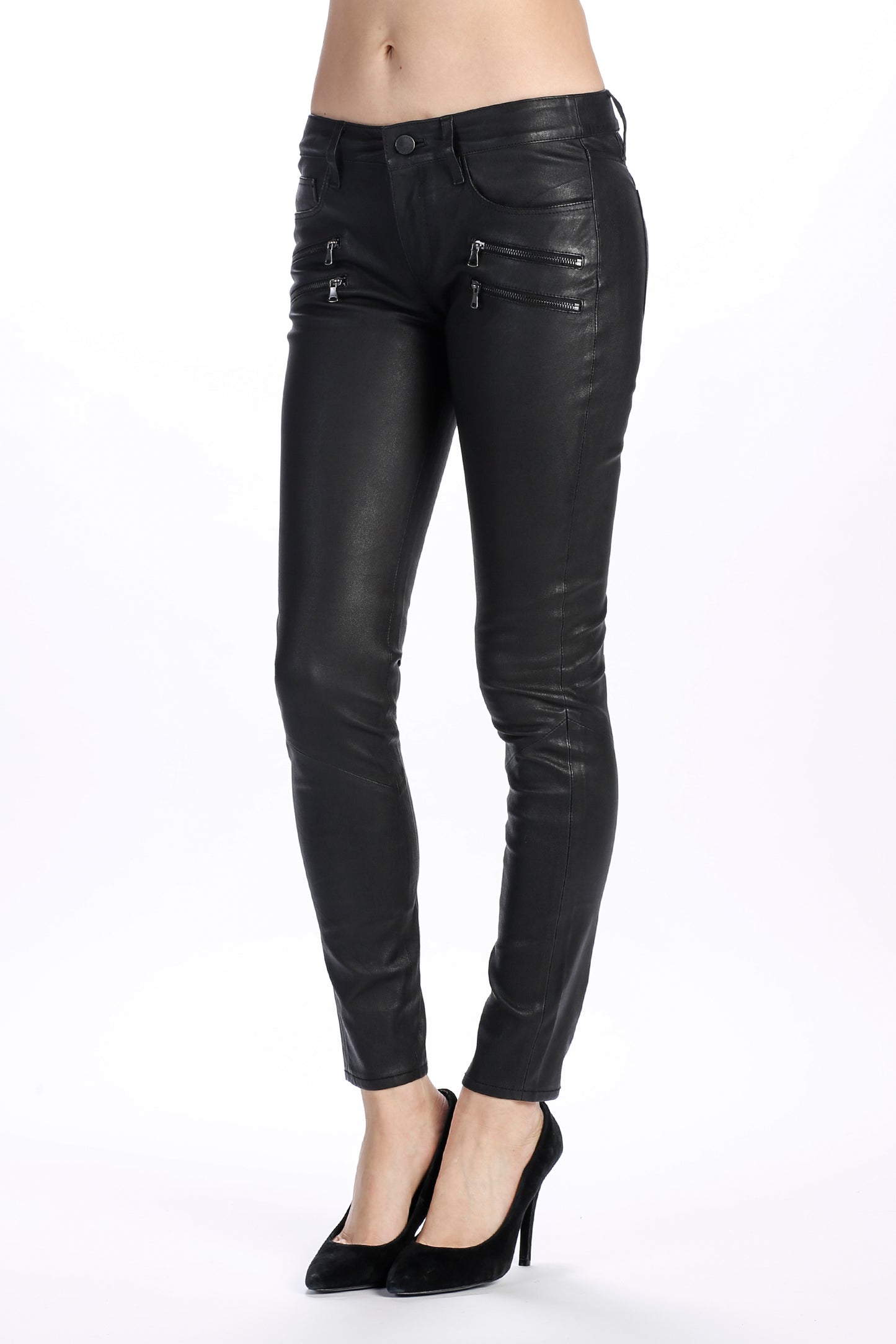 Black leather pants on a white background