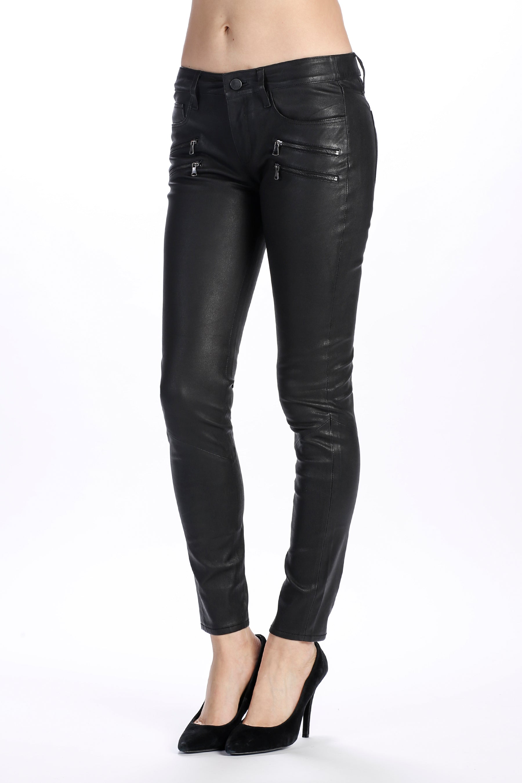 Black leather pants on a white background