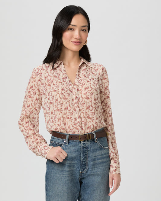 Gardener Blouse - Cream/Flagstone Silk XXS