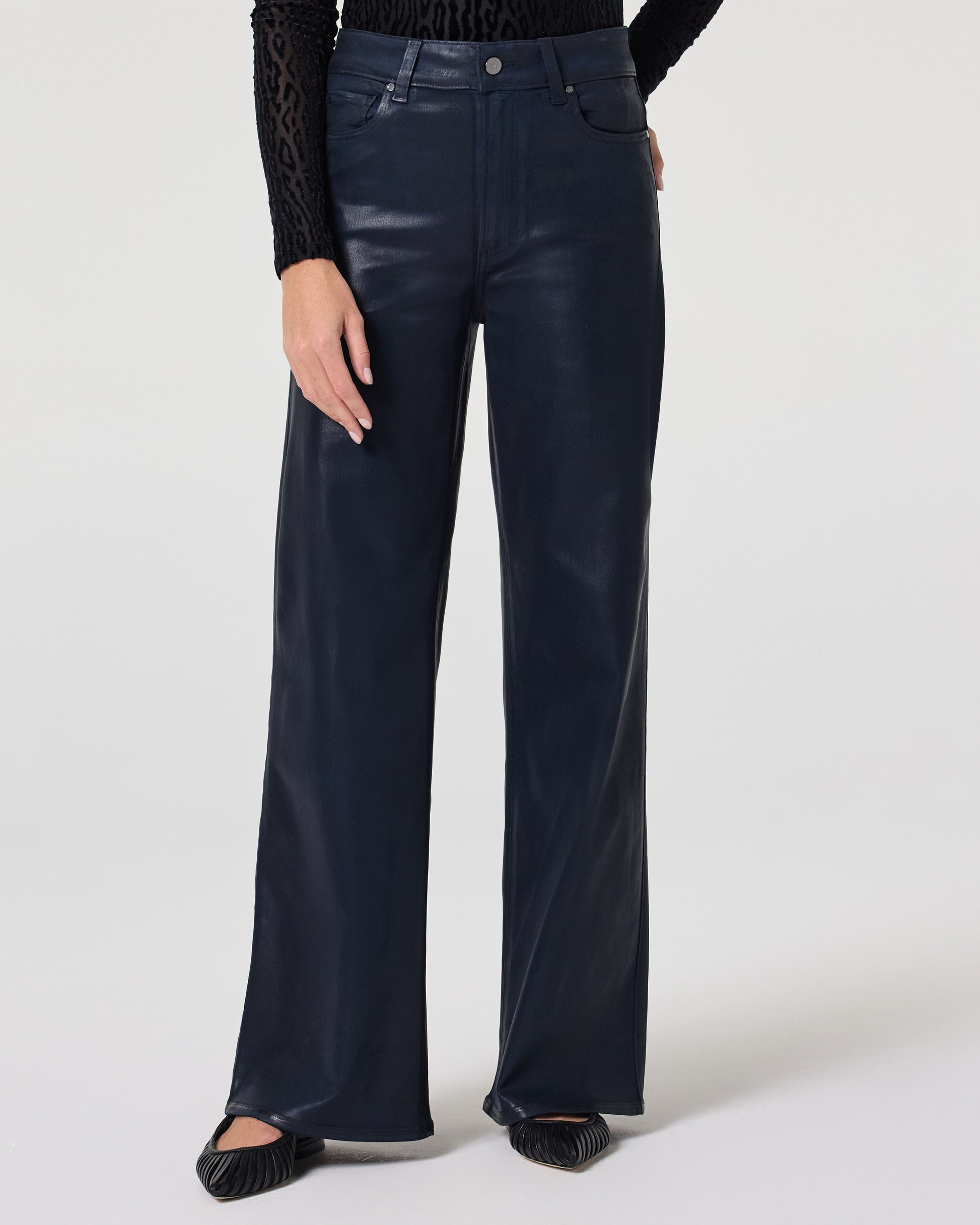 Anessa 31 Inch Wide Leg Jean - Navy Seascape Luxe Coating 23