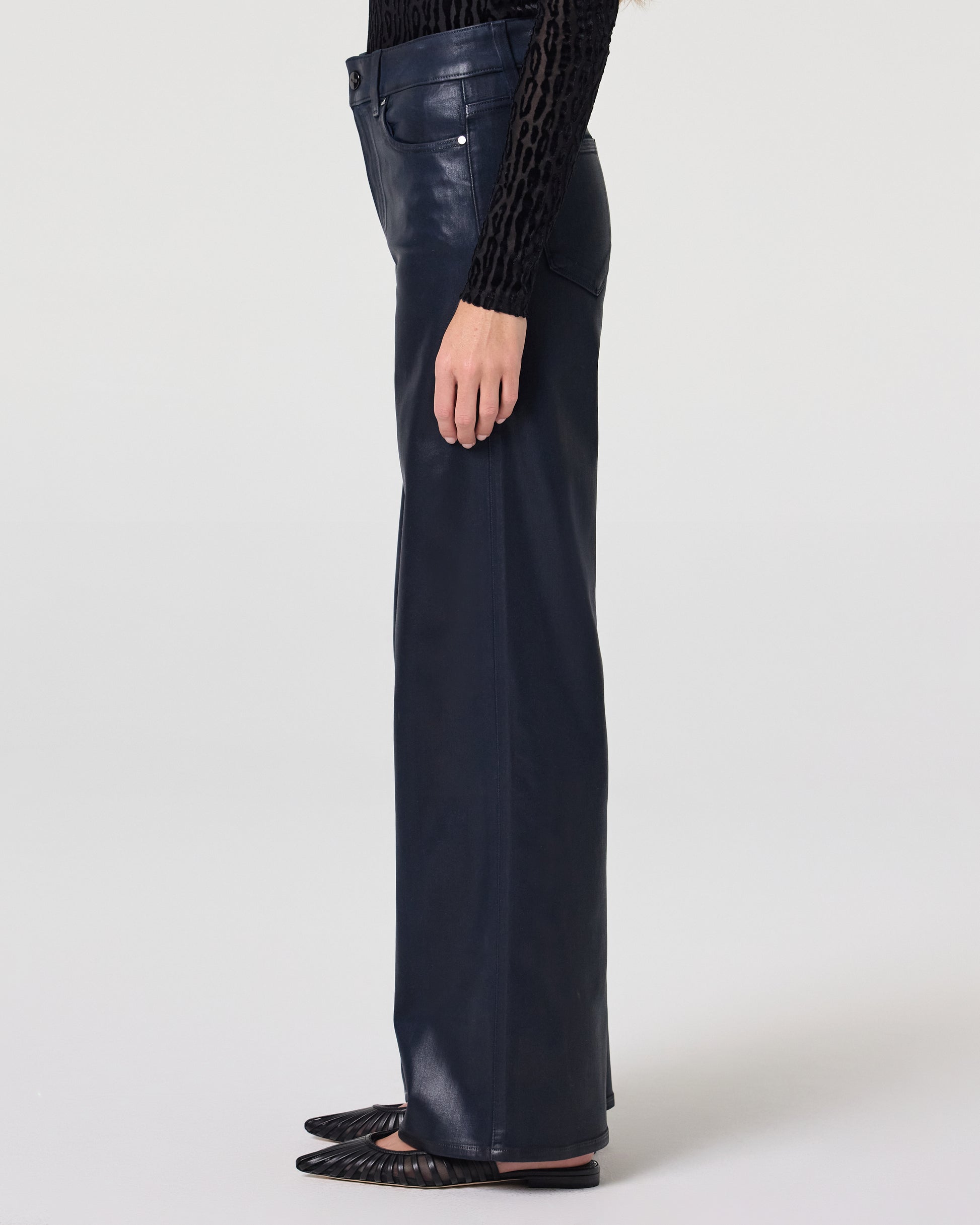 Anessa 31 Inch Wide Leg Jean - Navy Seascape Luxe Coating 23