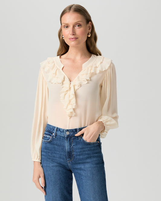 Gemelli Blouse - Oyster White Silk XXS